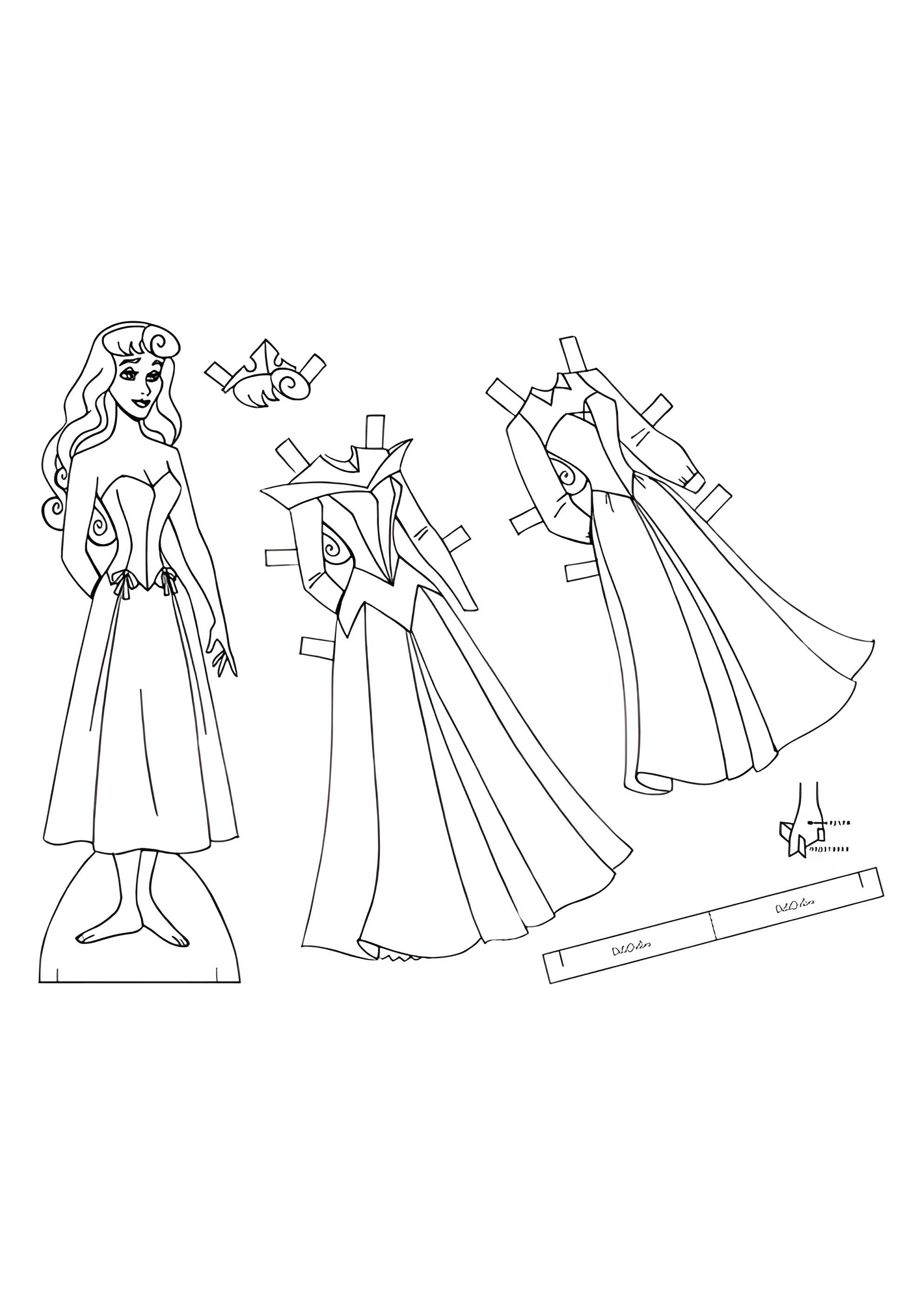 Раскраска Бумажная кукла Дисней принцесса Аврора