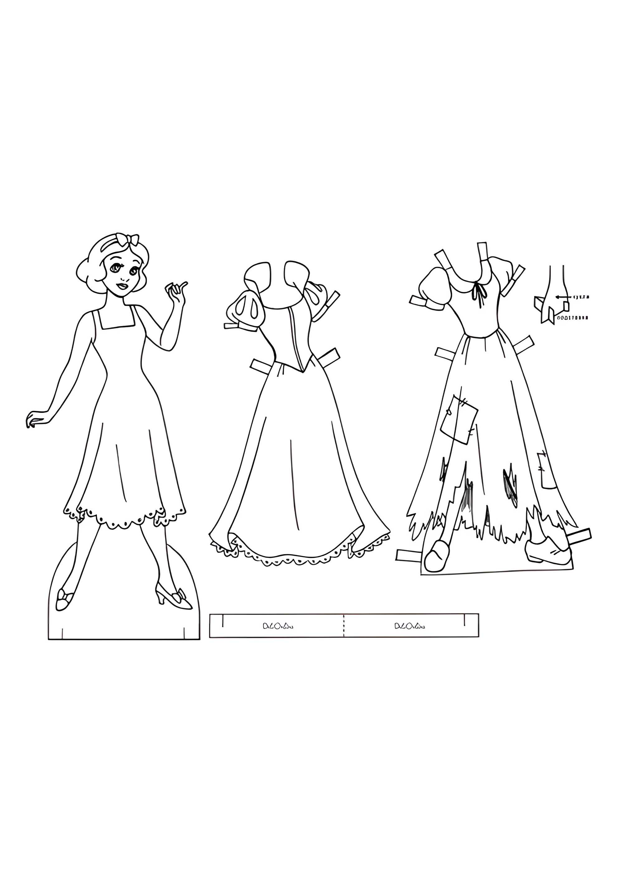 Раскраска Бумажная кукла Дисней принцесса Белоснежка