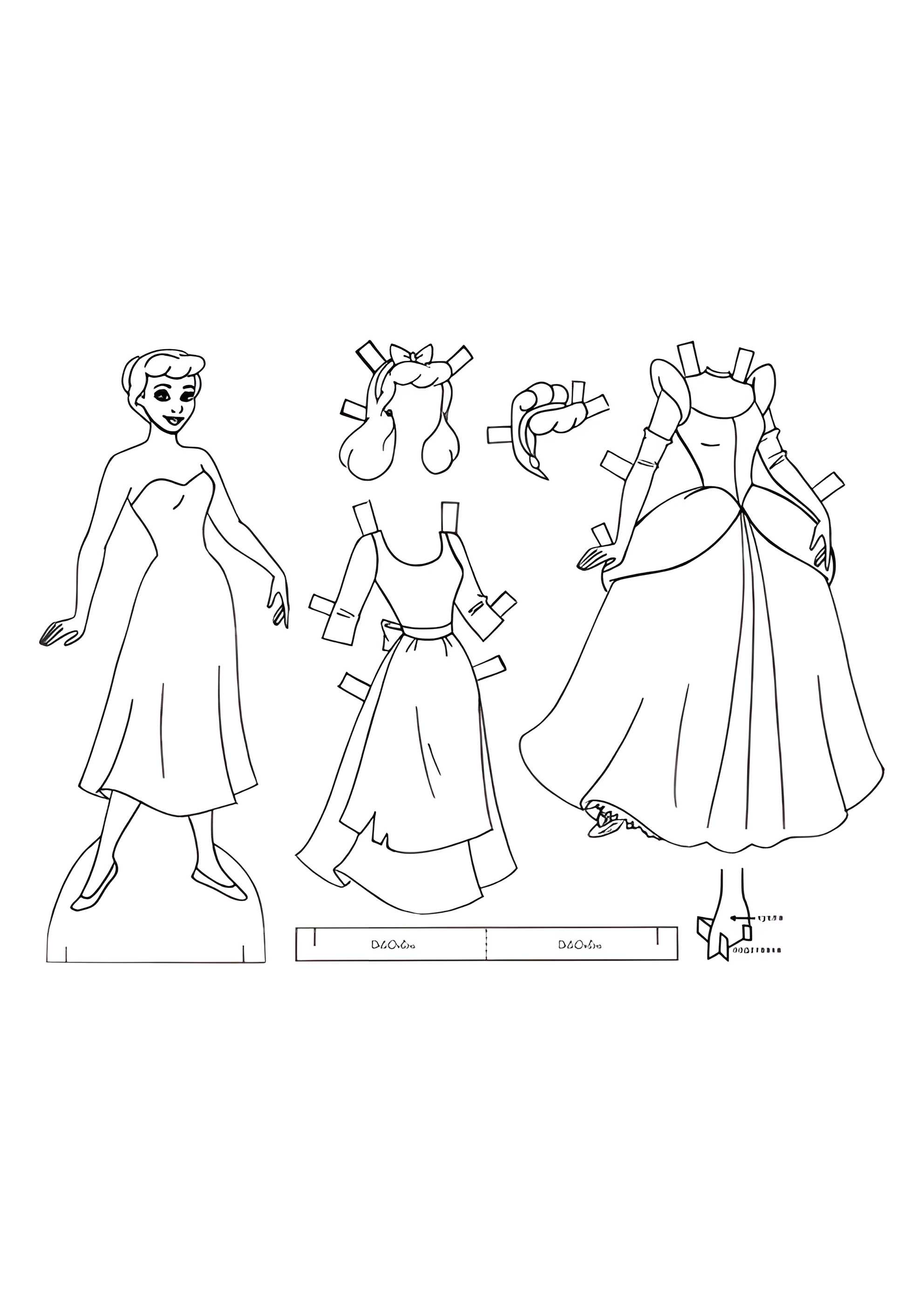 Раскраска Бумажная кукла Дисней принцесса Золушка