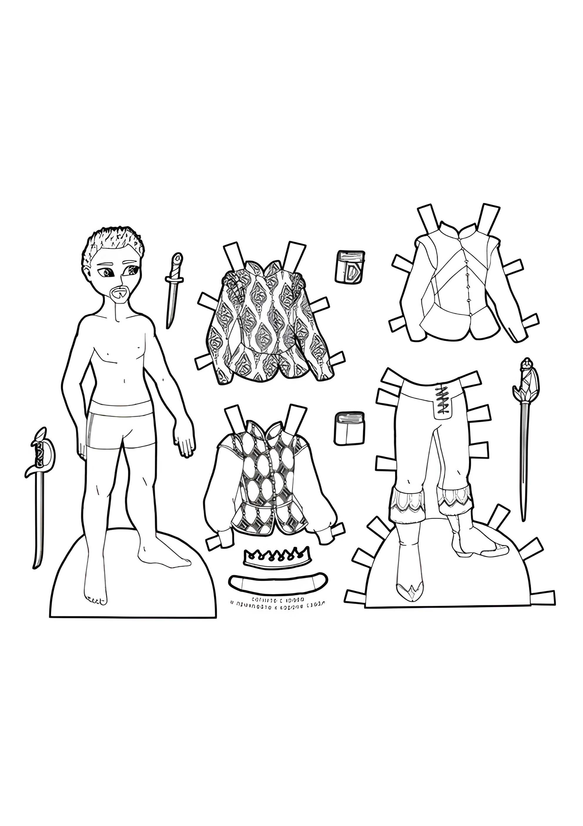 Раскраска Бумажная кукла мальчик принц