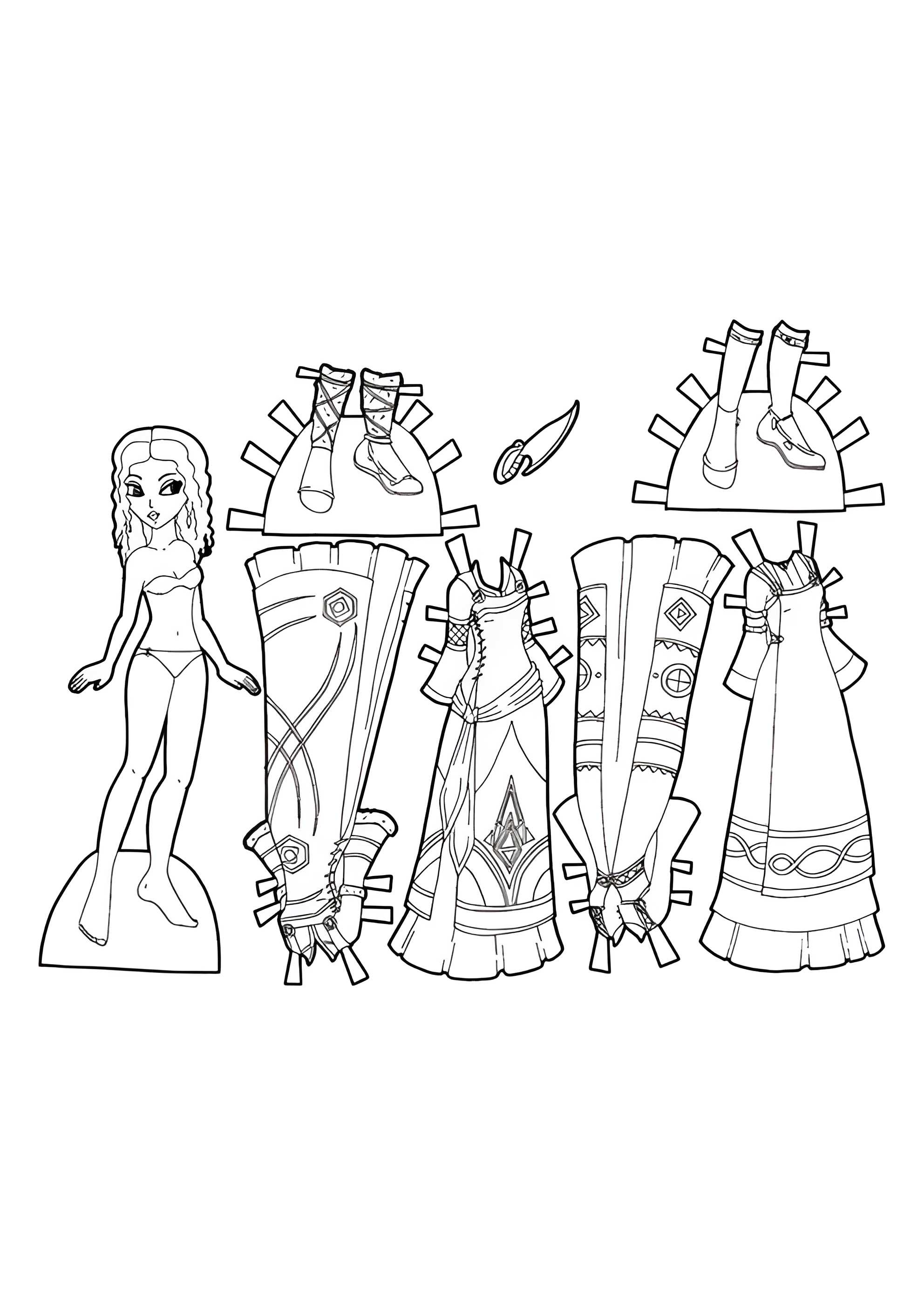 Раскраска Бумажная кукла воительница севера