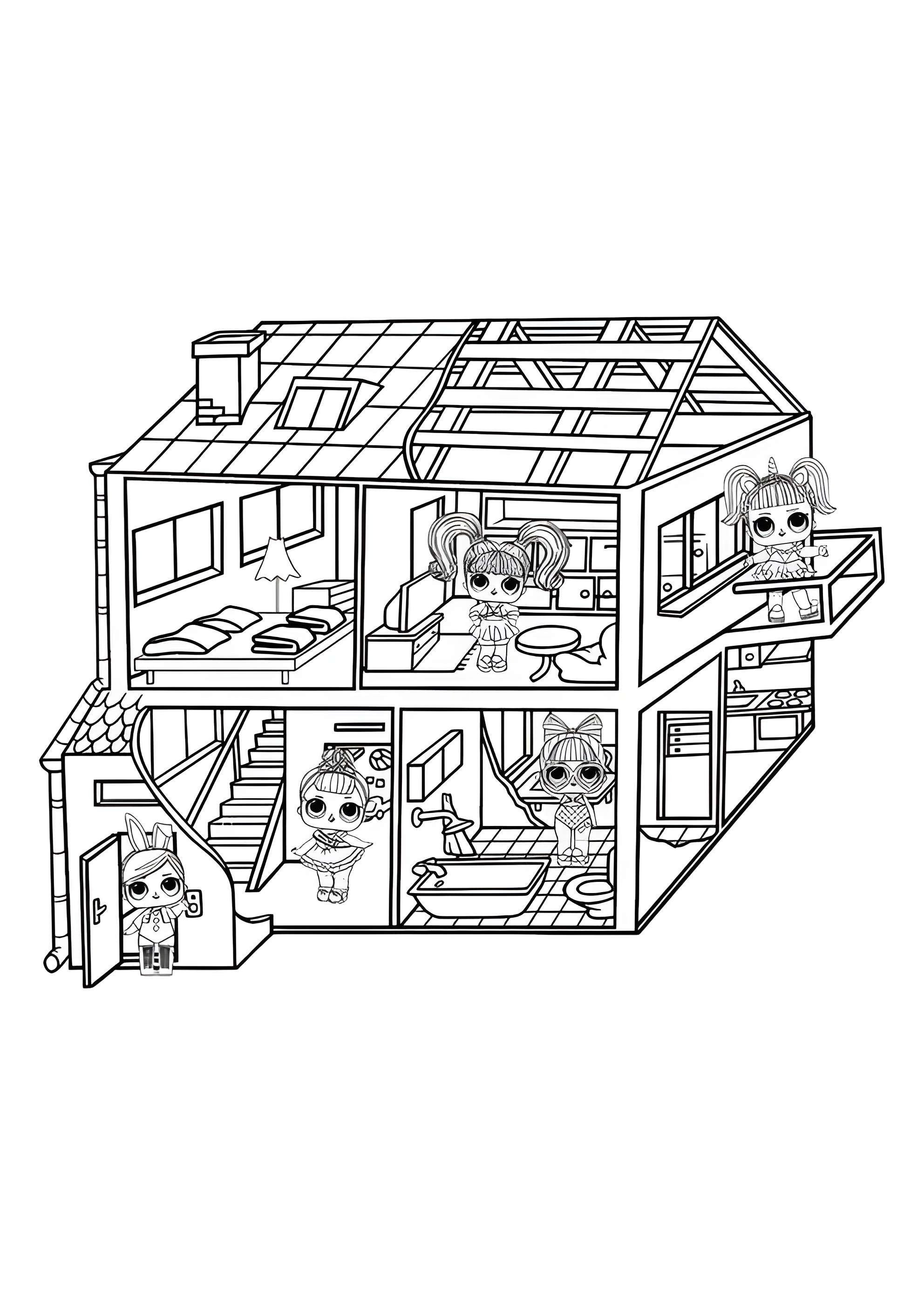 Раскраска Домик для кукол ЛОЛ