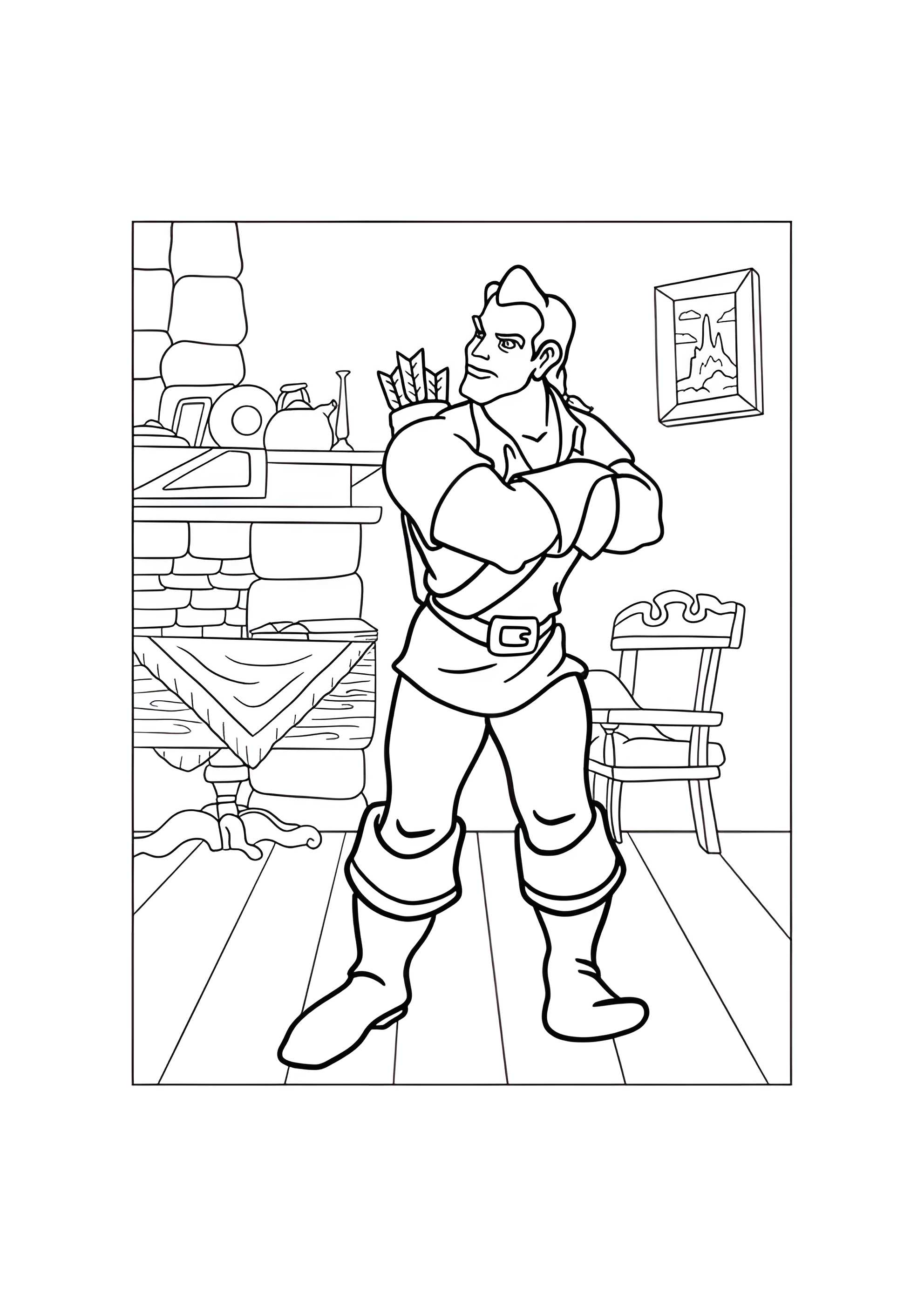 Раскраска Гастон в таверне