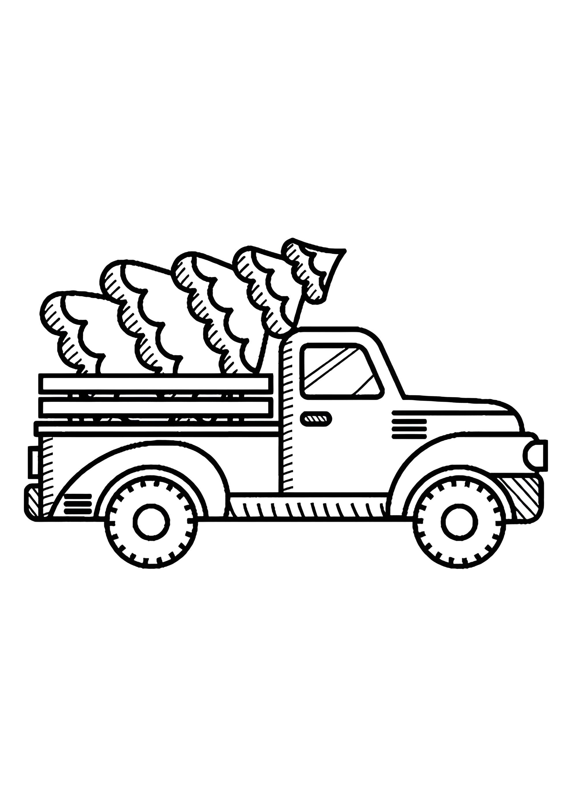 Раскраска Грузовичок с ёлкой