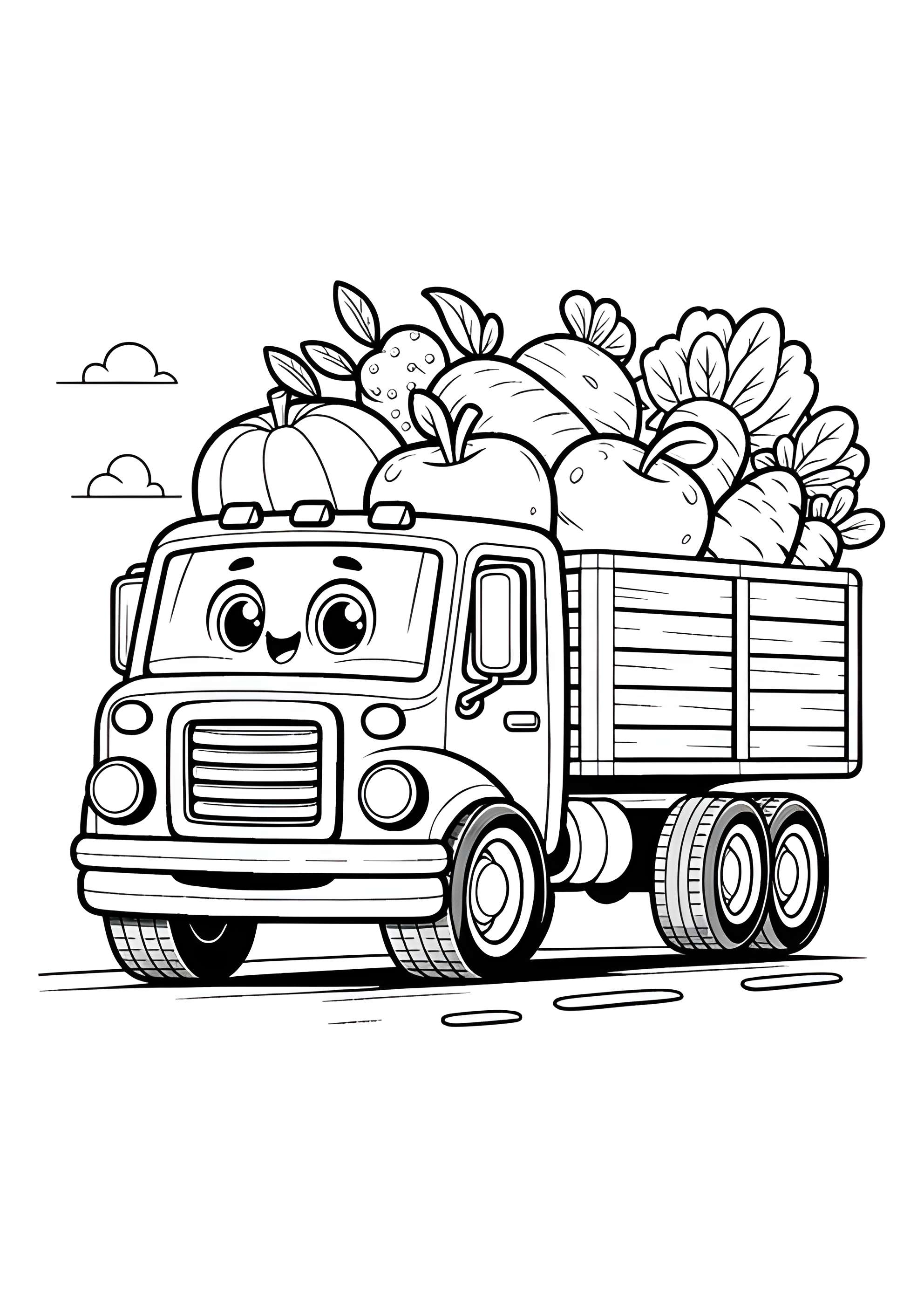 Раскраска Грузовичок везёт урожай