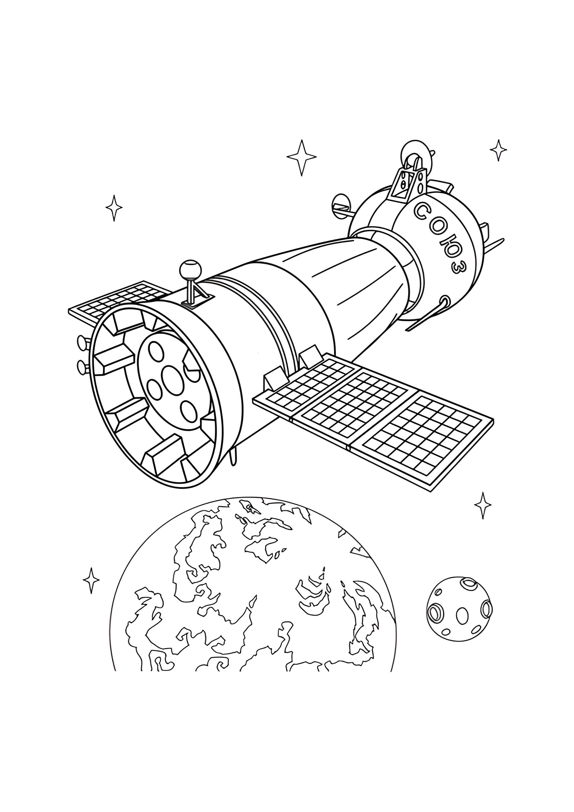 Раскраска Космический корабль Союз