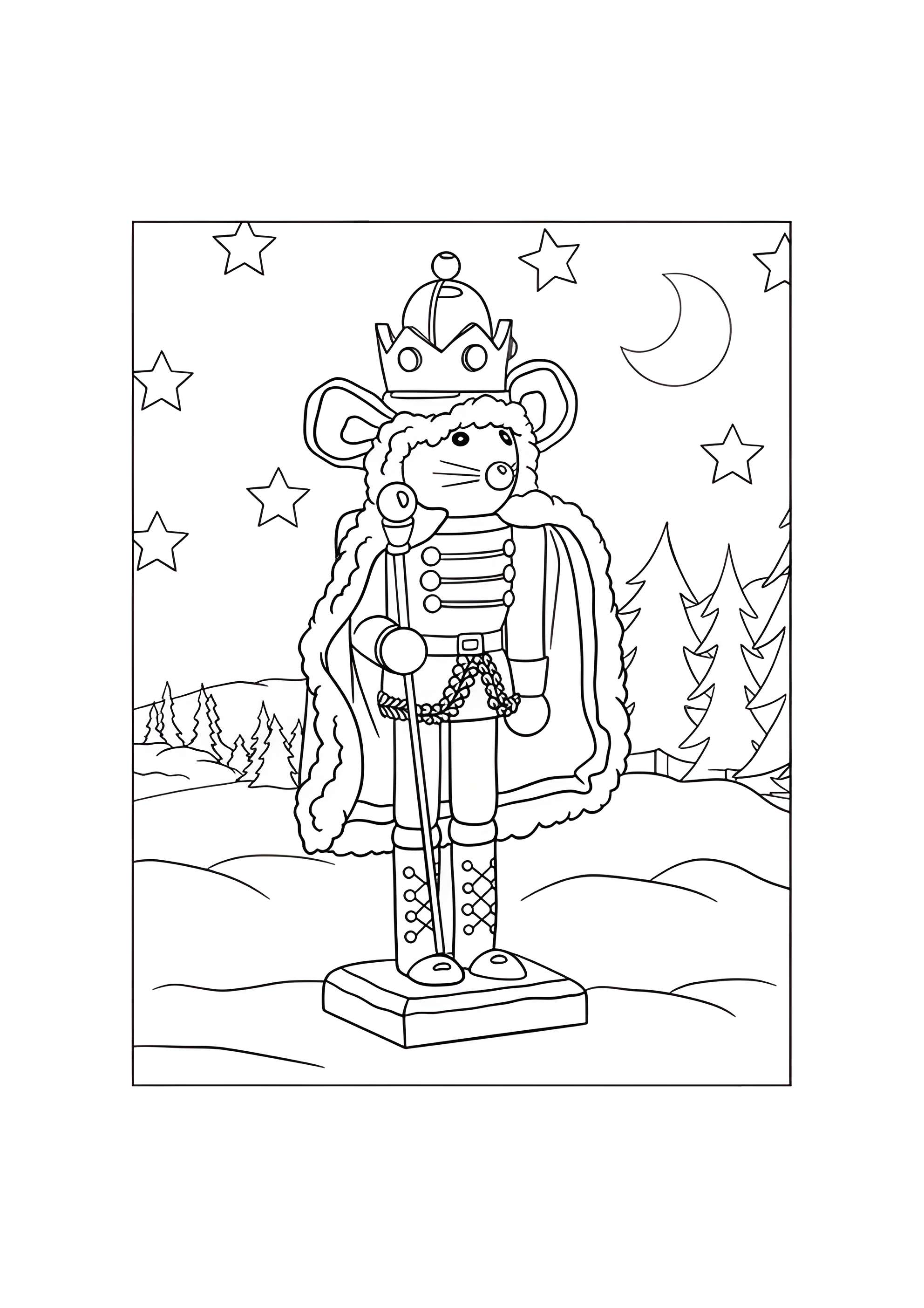 Раскраска Лесная сценка с Мышиным королём