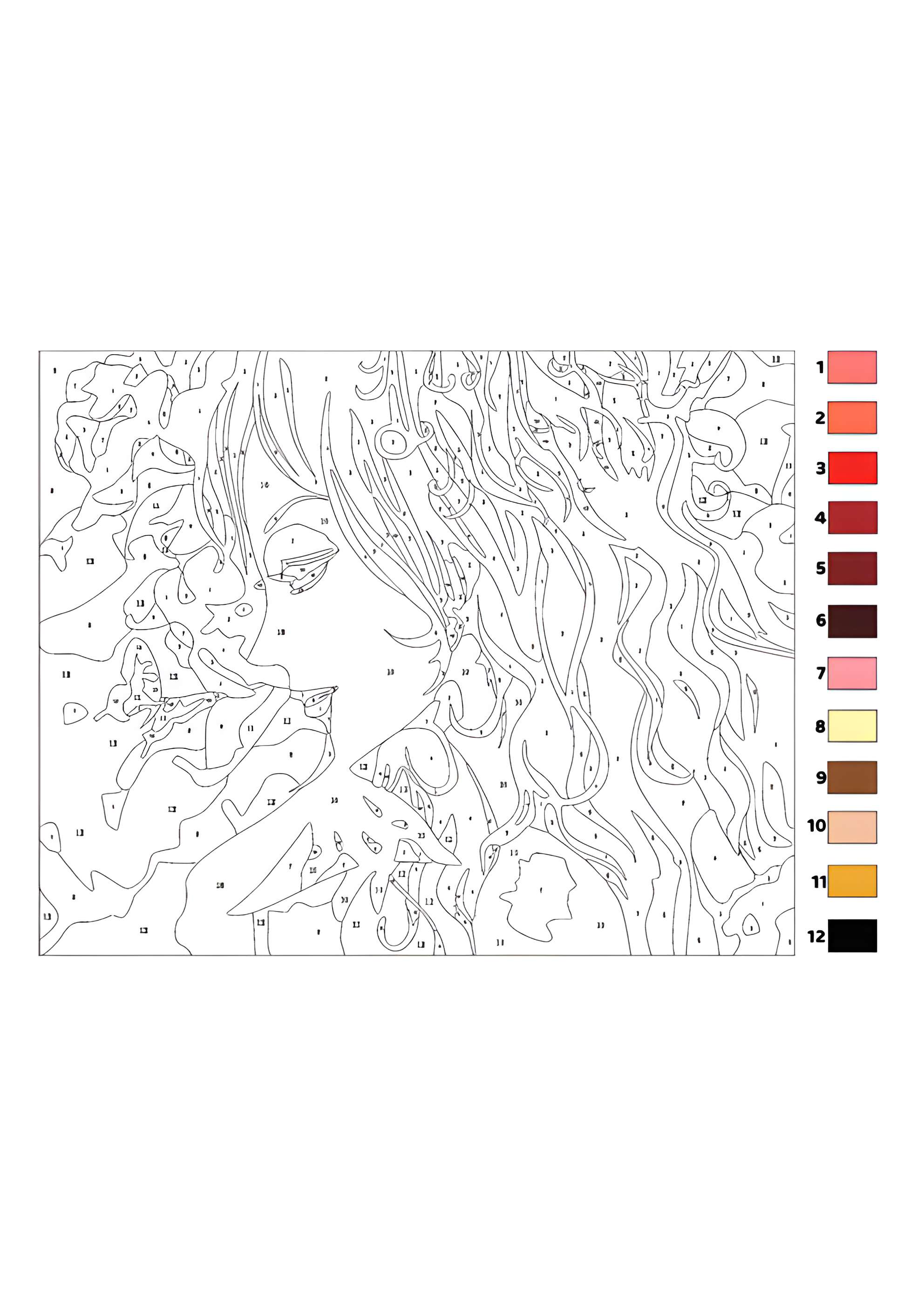 Раскраска Лицо девушки по номерам для взрослых