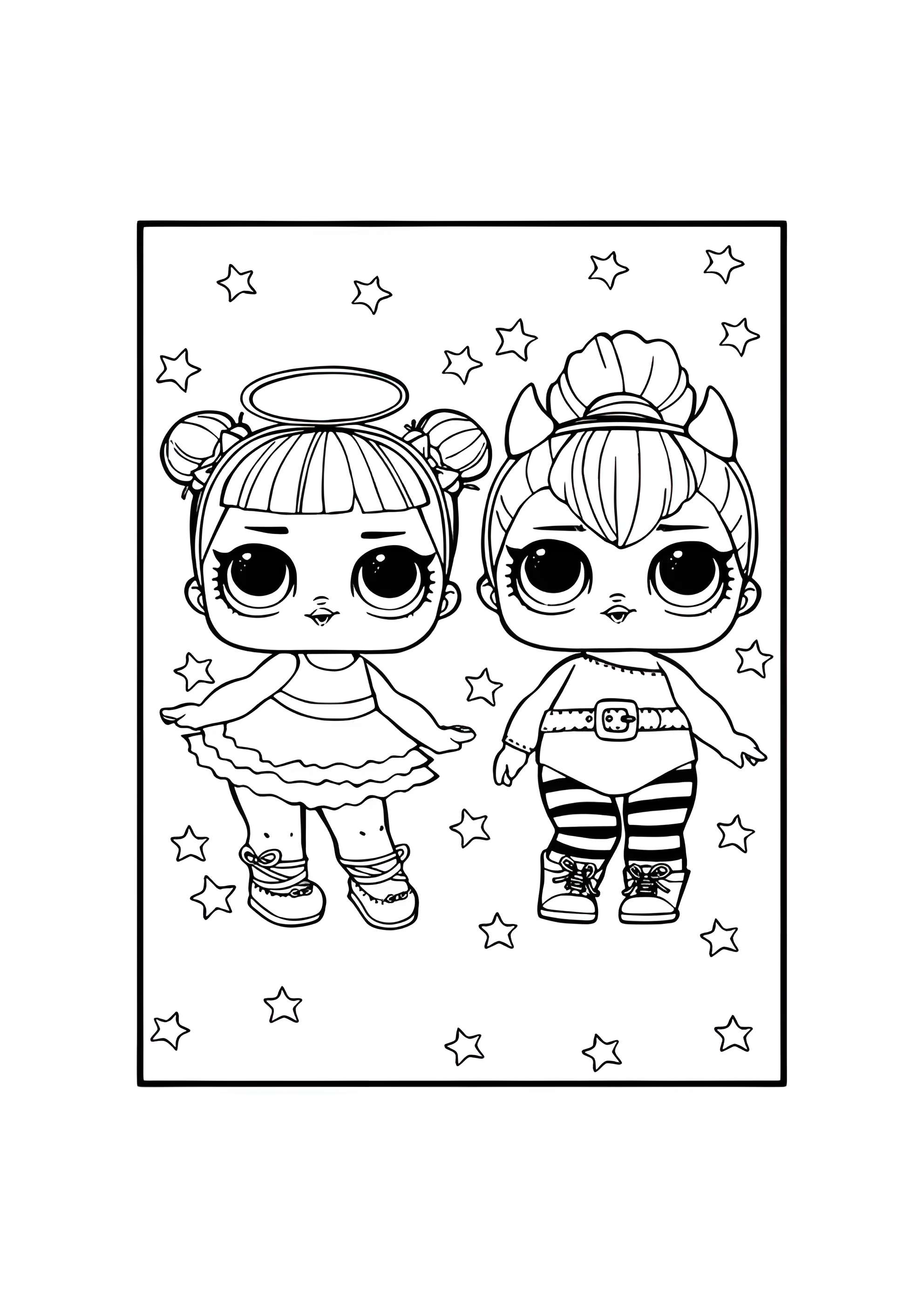 Раскраска ЛОЛ Ангелочек и Чертёнок
