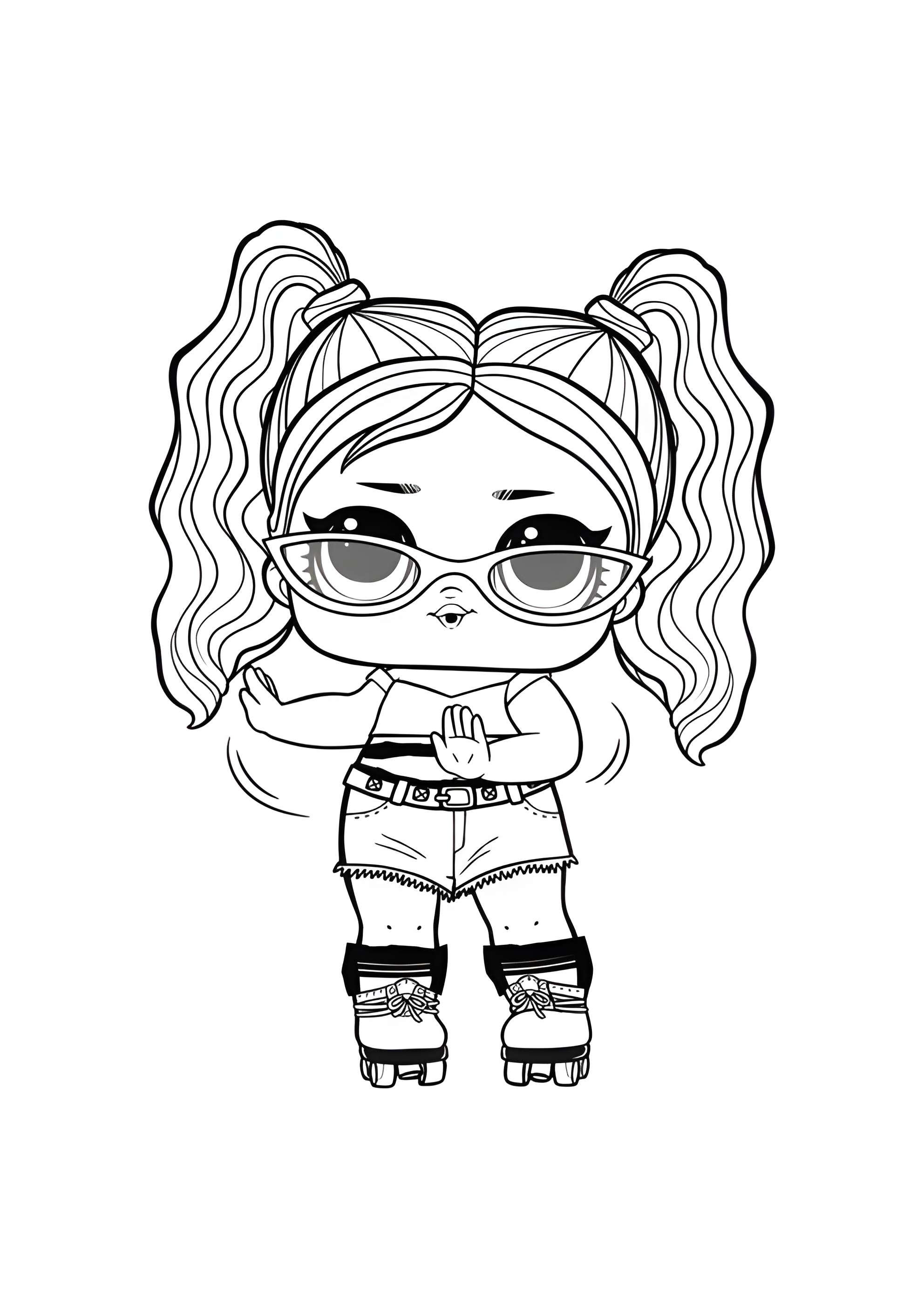 Раскраска ЛОЛ Цыпочка на роликах