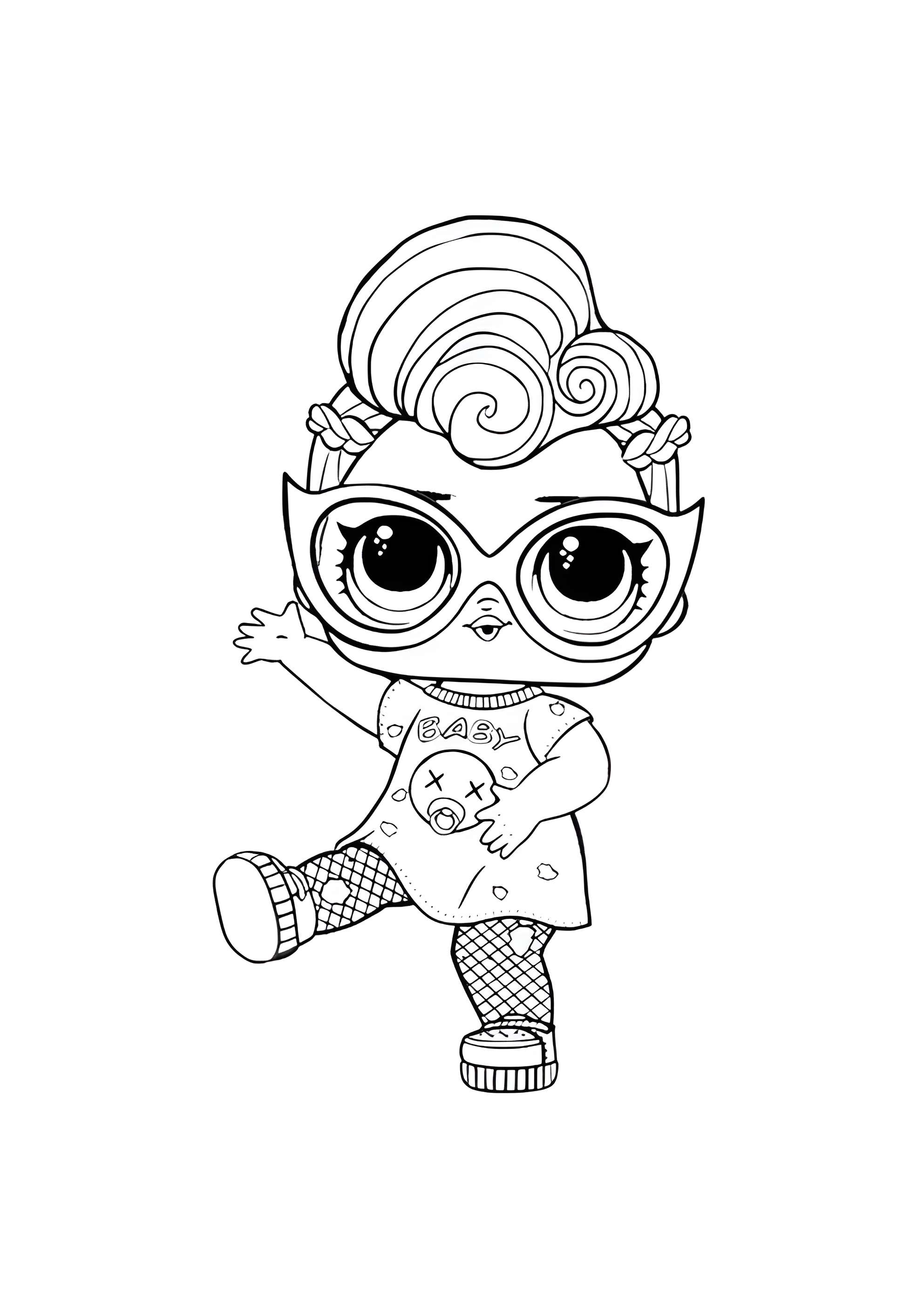 Раскраска ЛОЛ девочка Гранж