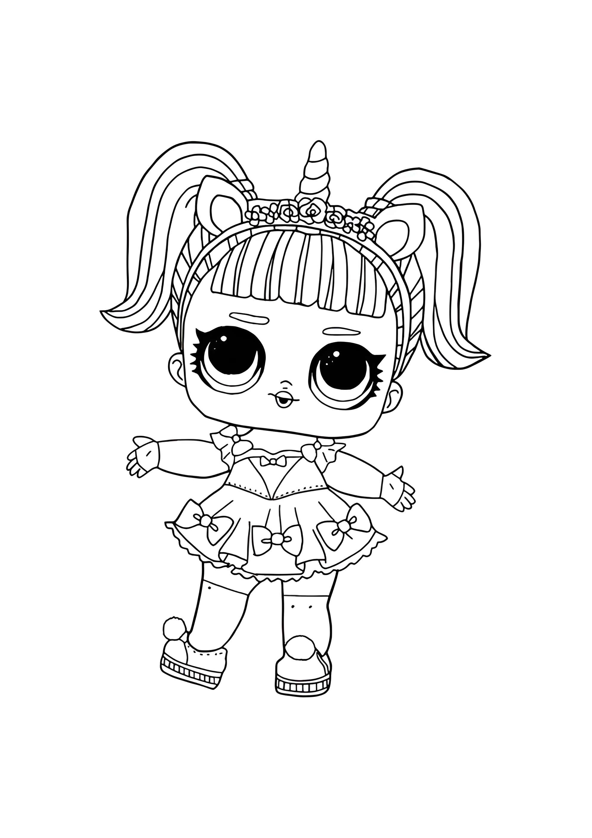 Раскраска ЛОЛ Единорожка в платье