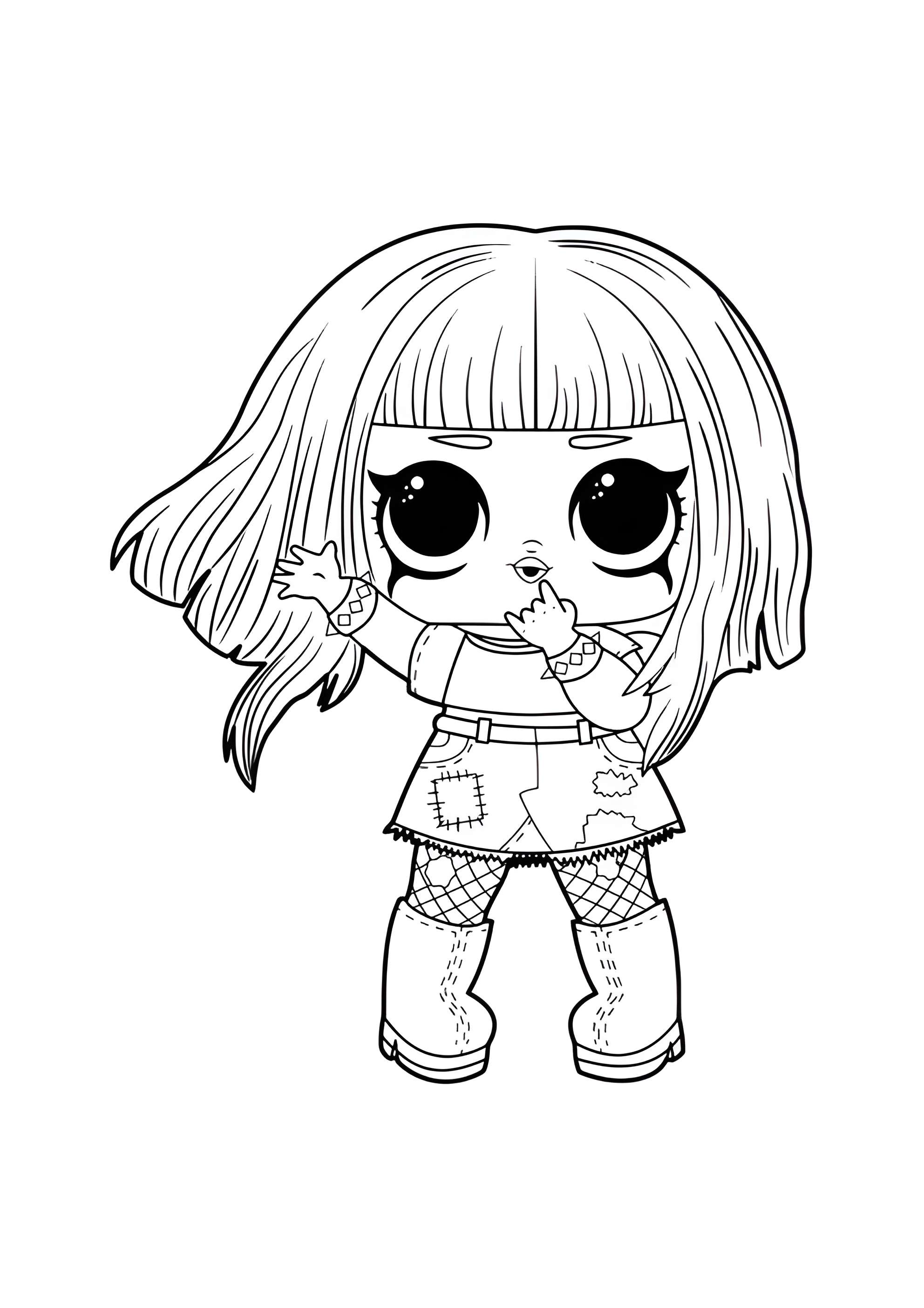 Раскраска ЛОЛ Крошка Металл с волосами