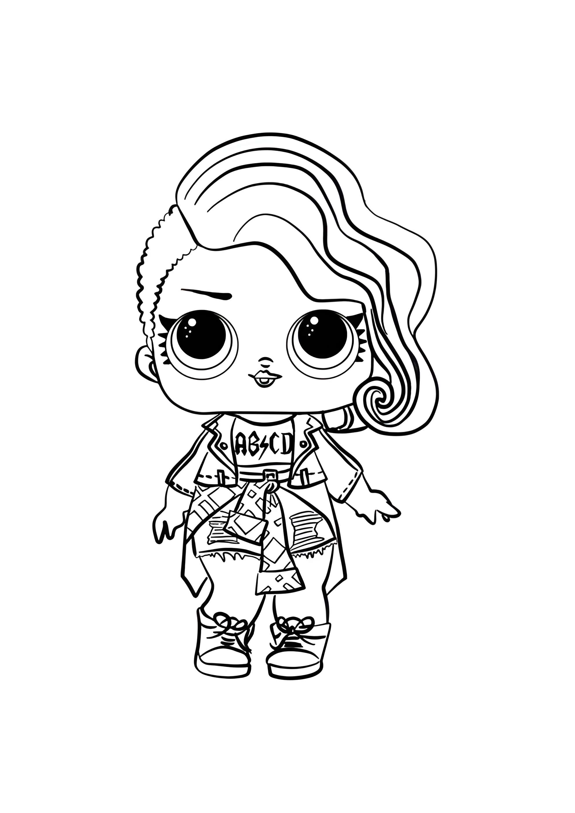 Раскраска ЛОЛ куколка Рокерша