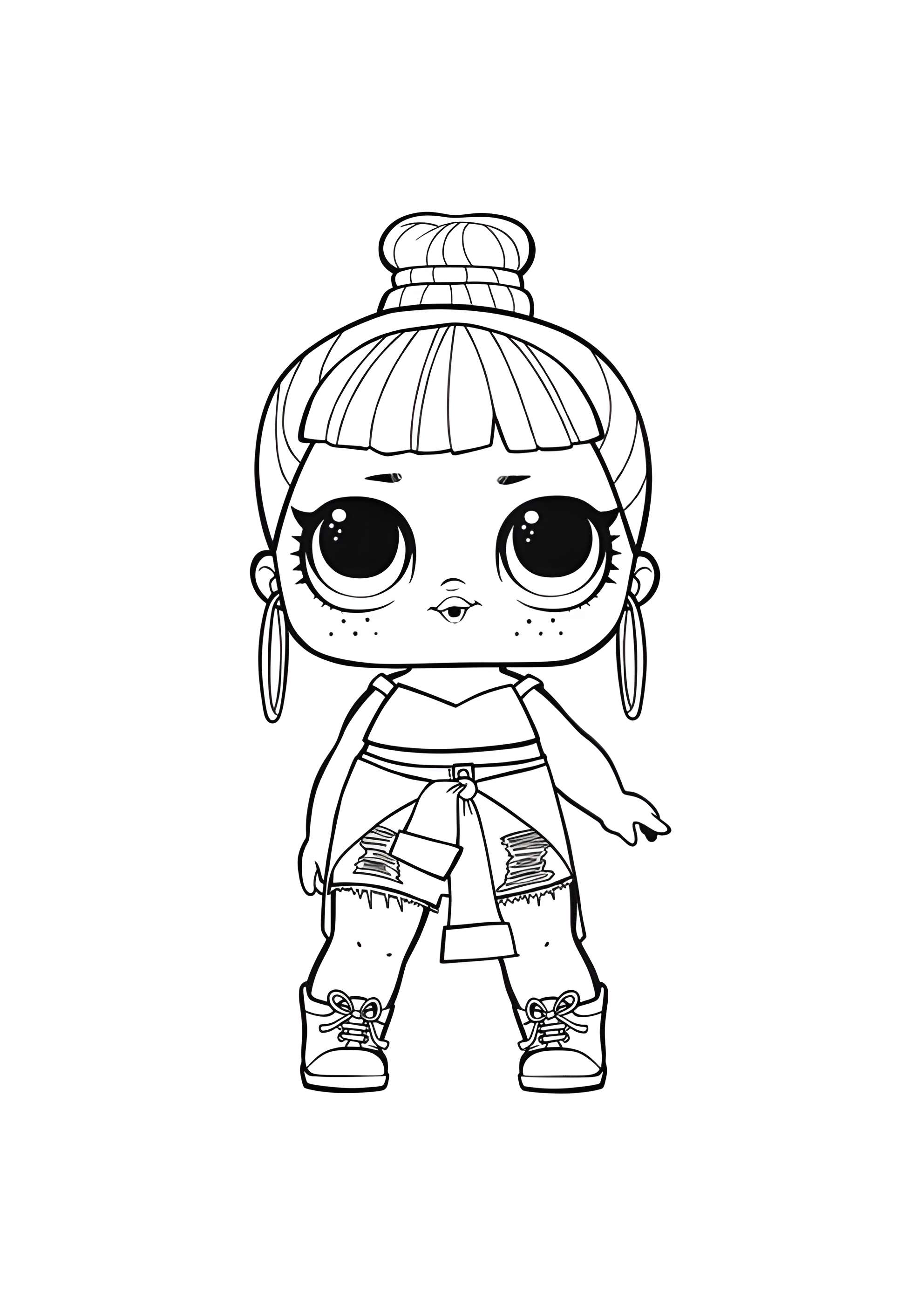 Раскраска ЛОЛ куколка с большими серьгами