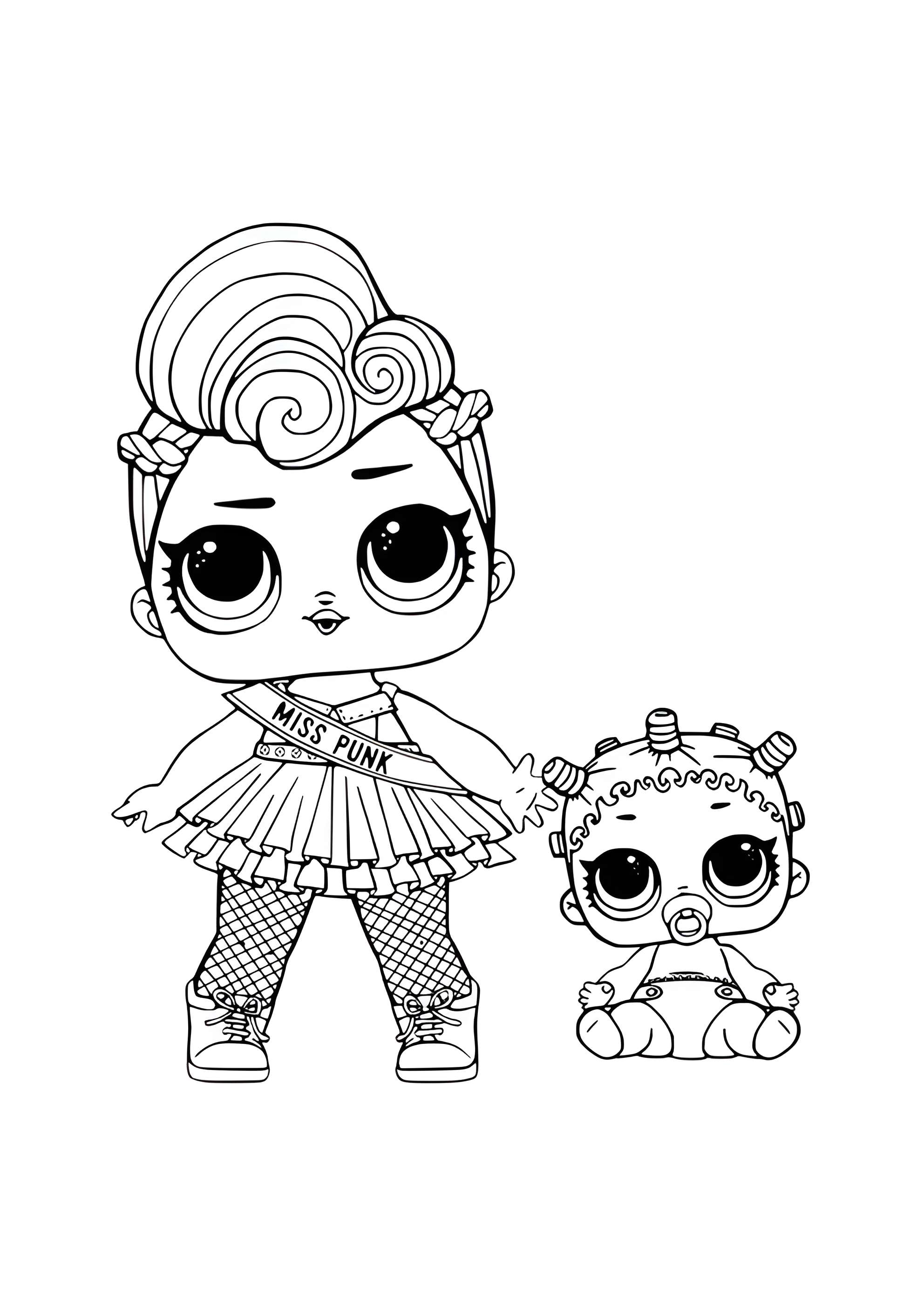 Раскраска ЛОЛ мисс Панк с малышкой