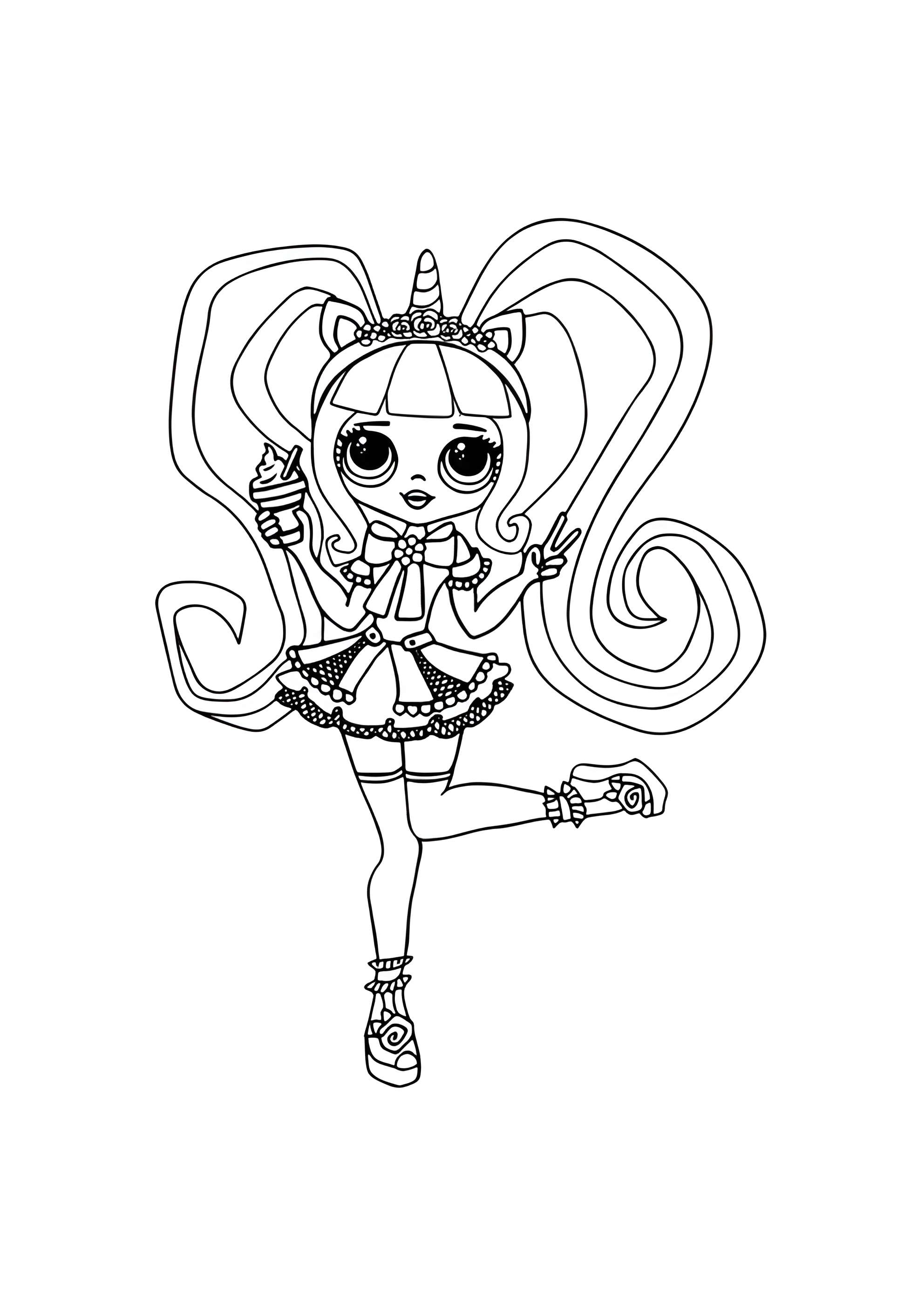 Раскраска ЛОЛ ОМГ Единорожка аниме