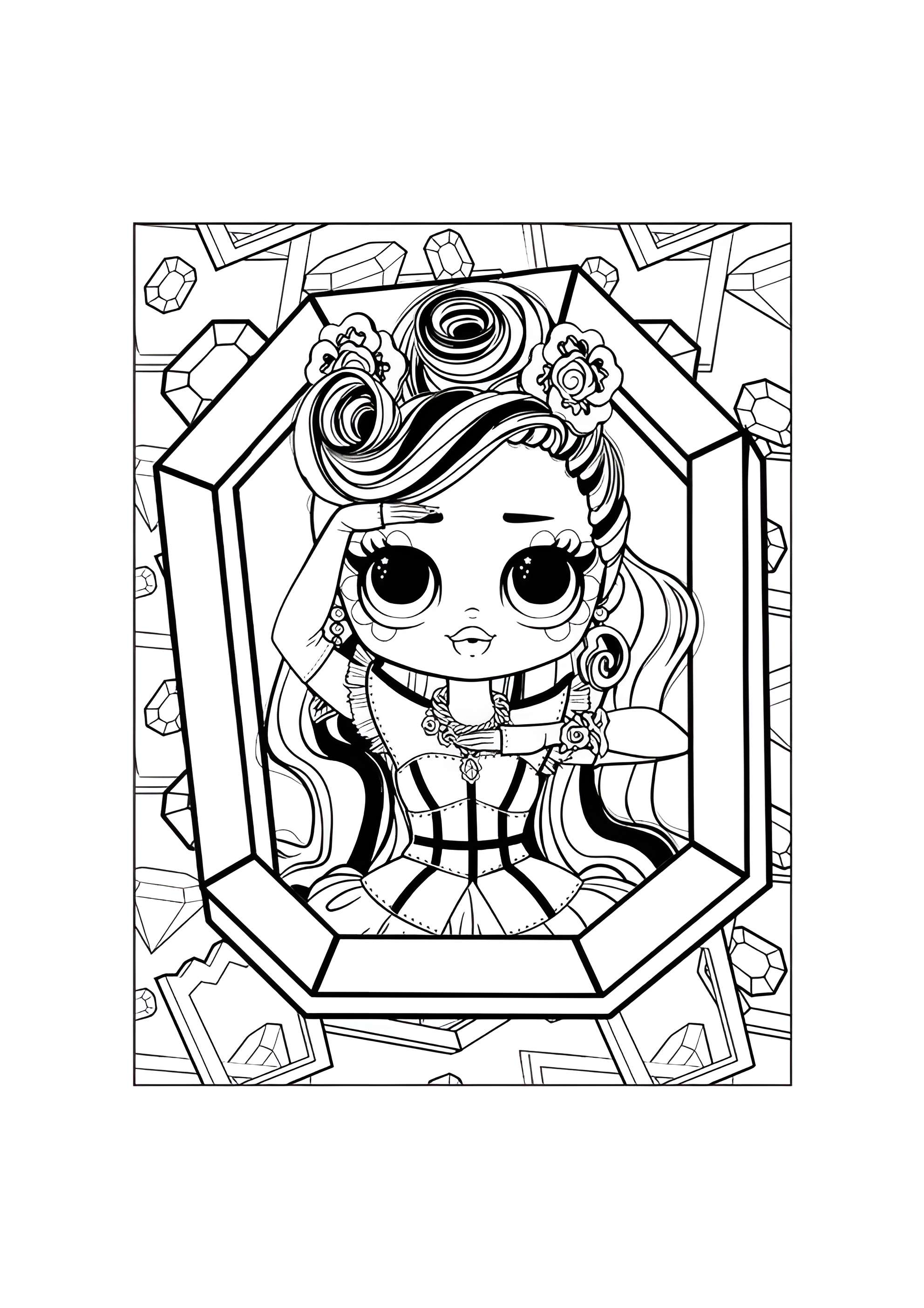 Раскраска ЛОЛ ОМГ Королева дизайна в рамке