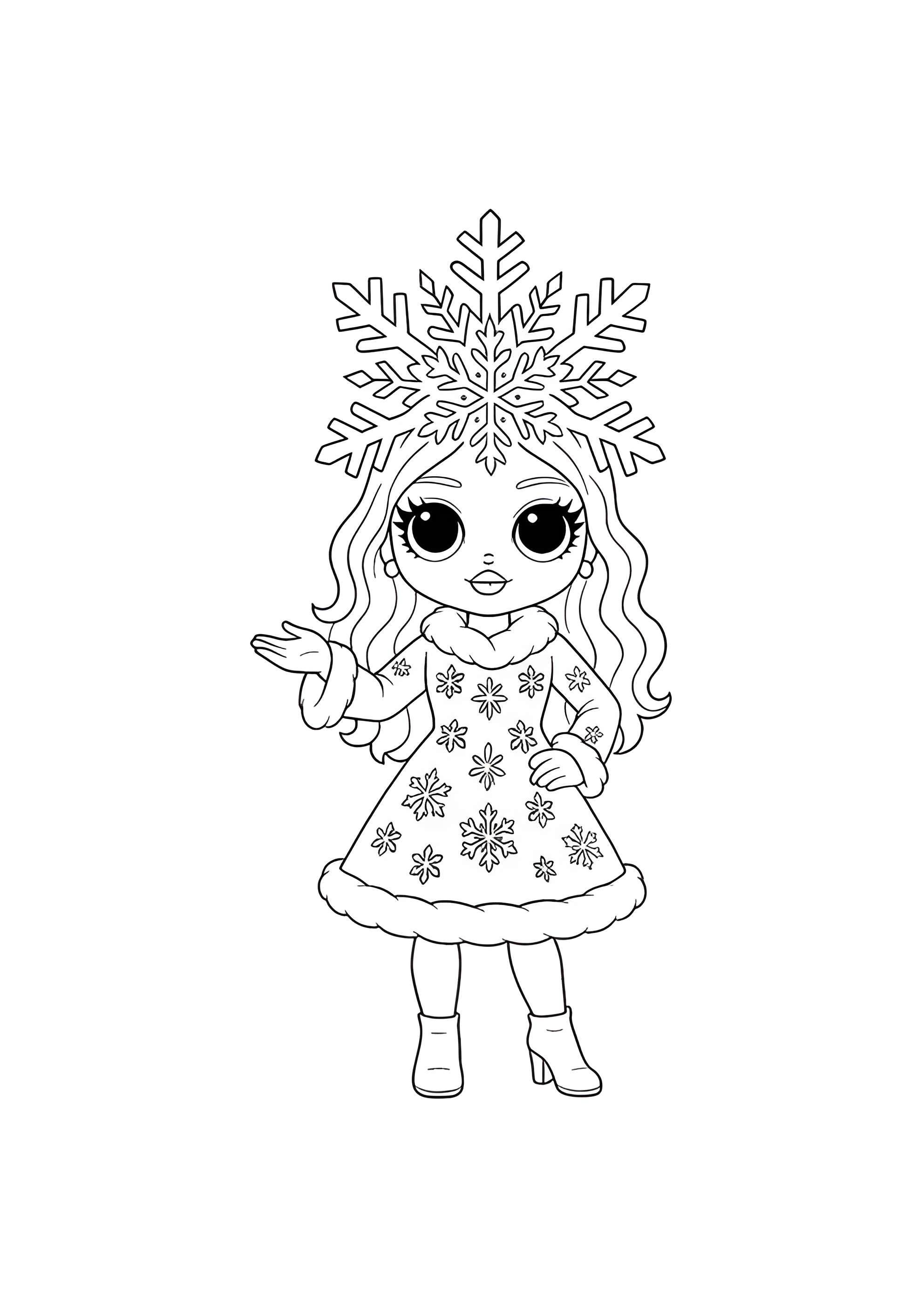 Раскраска ЛОЛ ОМГ в наряде снежинки