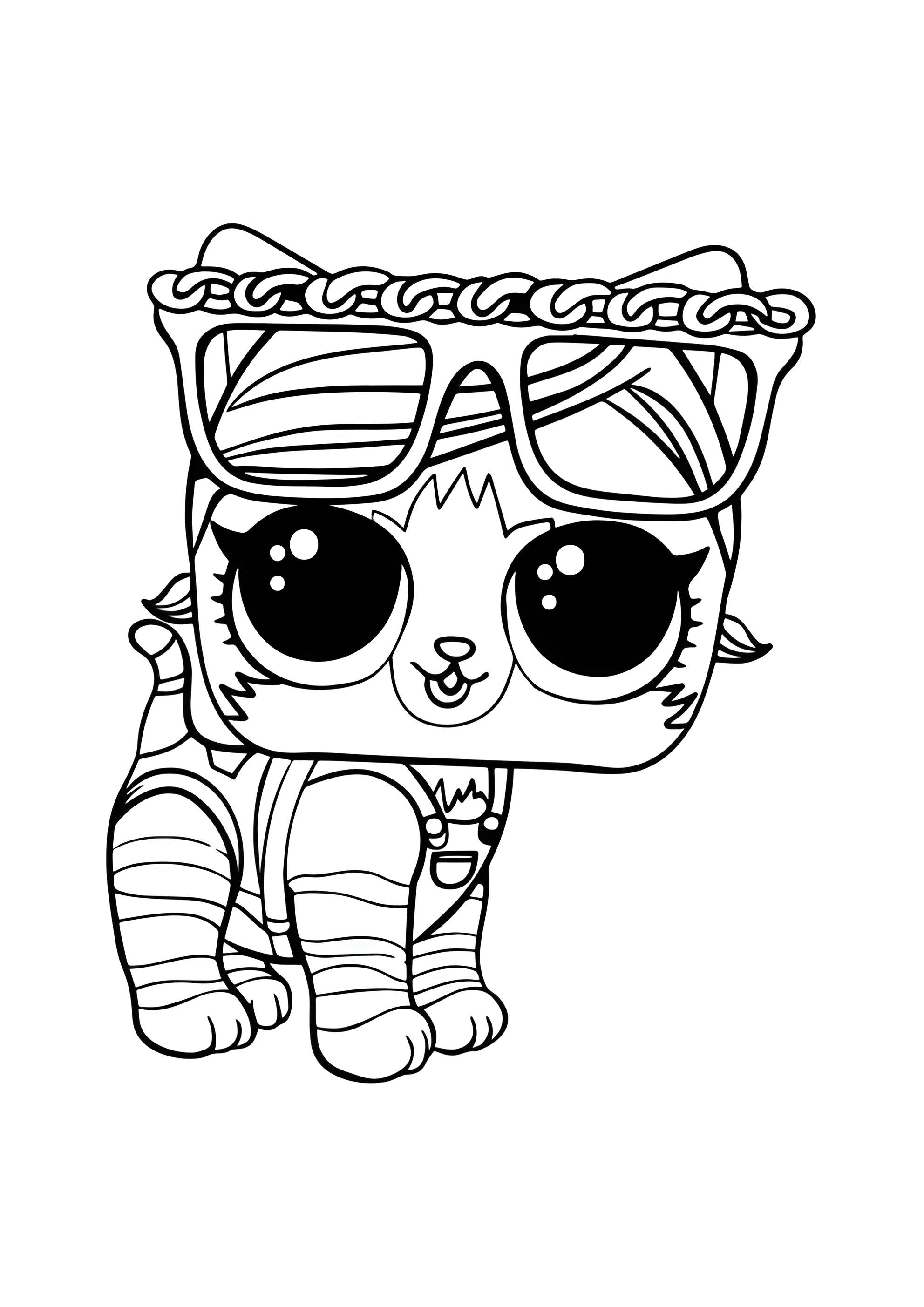 Раскраска ЛОЛ питомец котёнок Каротышка