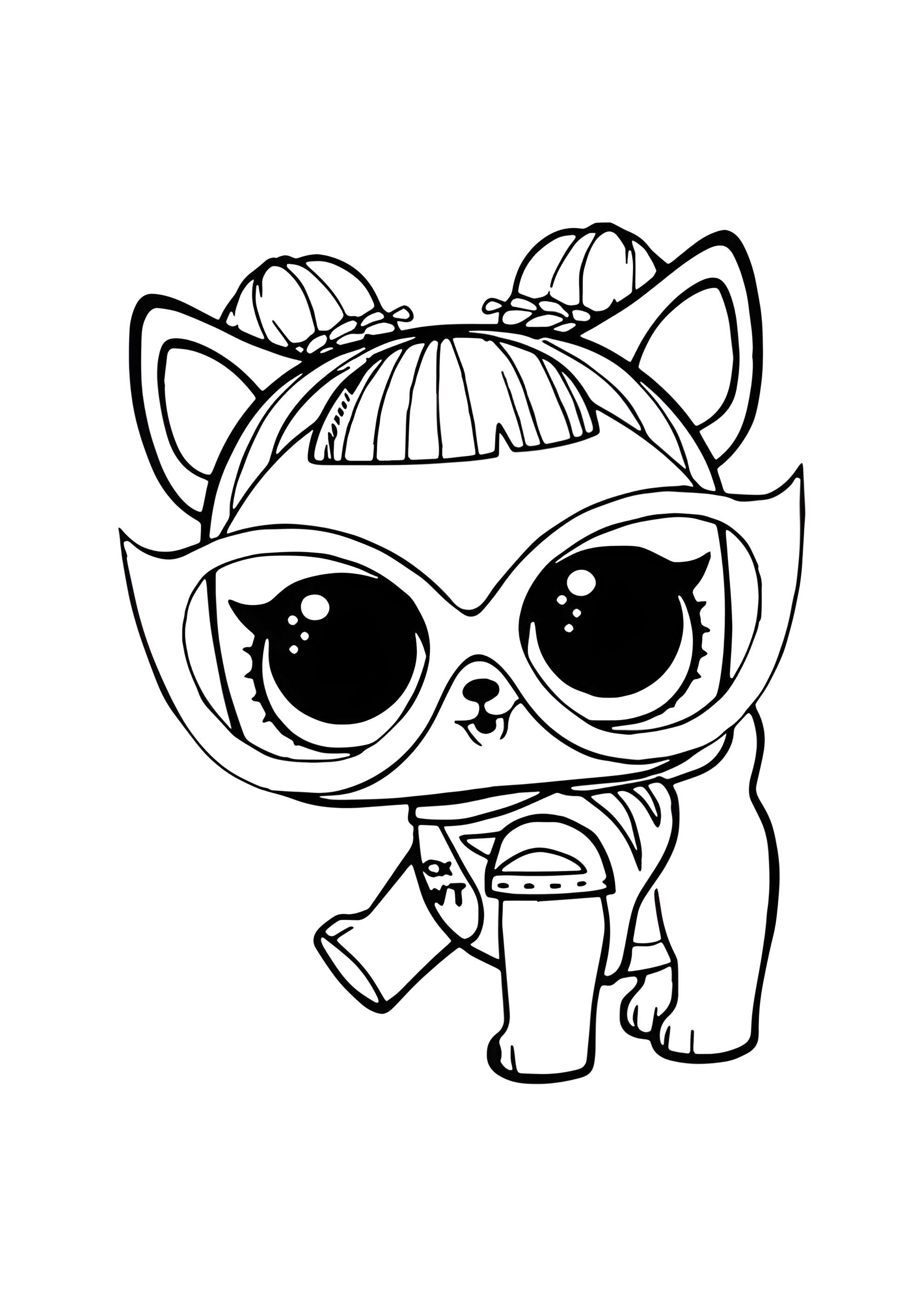 Раскраска ЛОЛ питомец щенок в очках