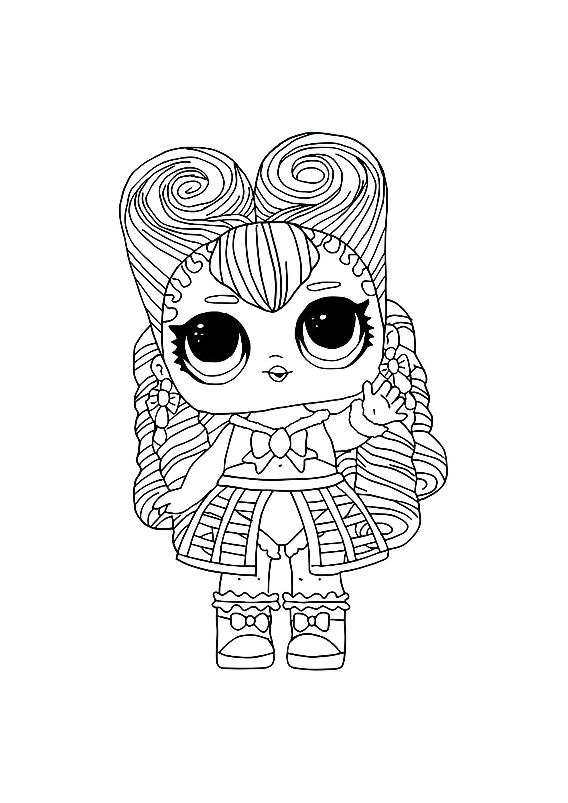 Раскраска ЛОЛ с волосами Маскарад