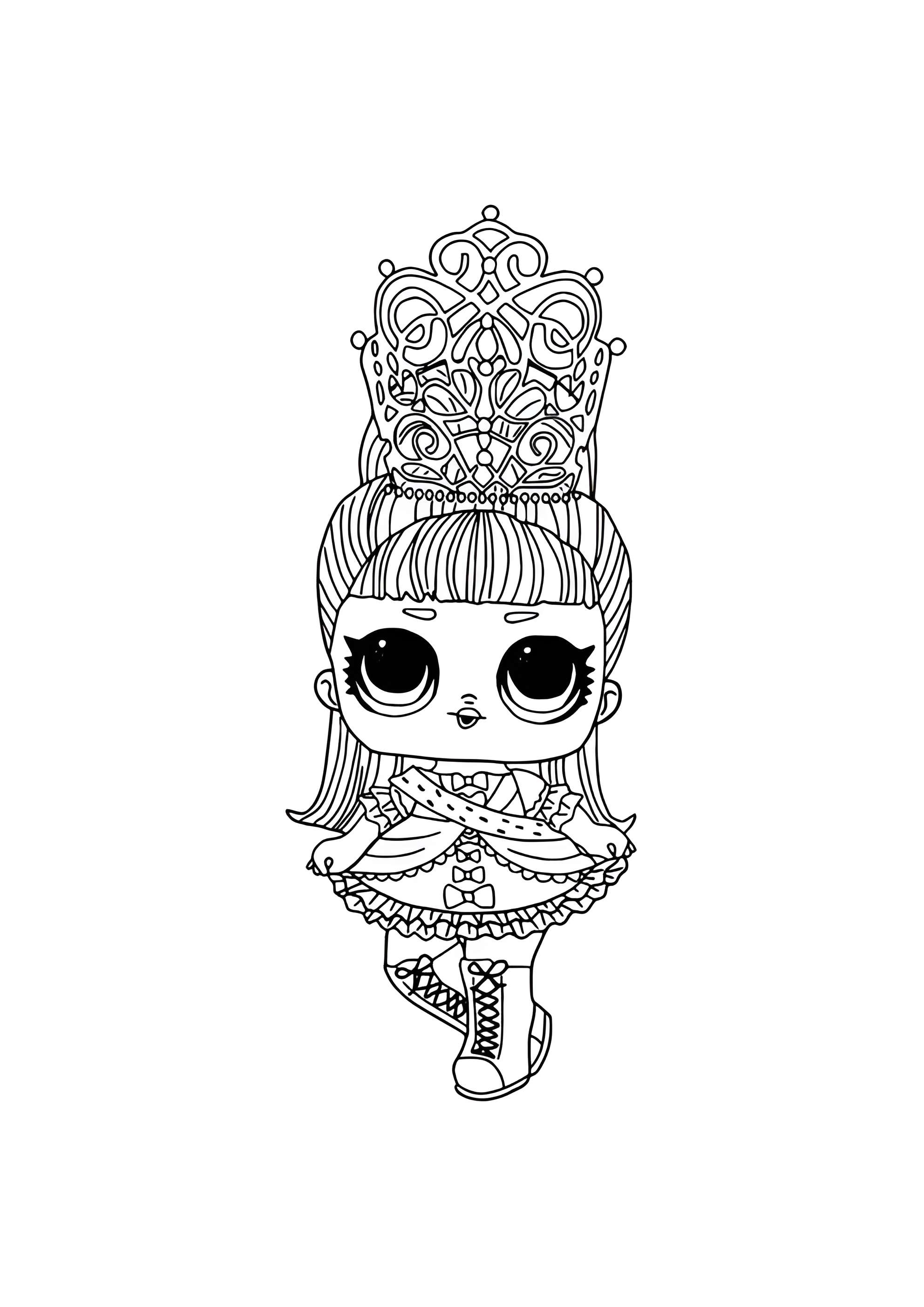 Раскраска ЛОЛ Ваше величество с волосами
