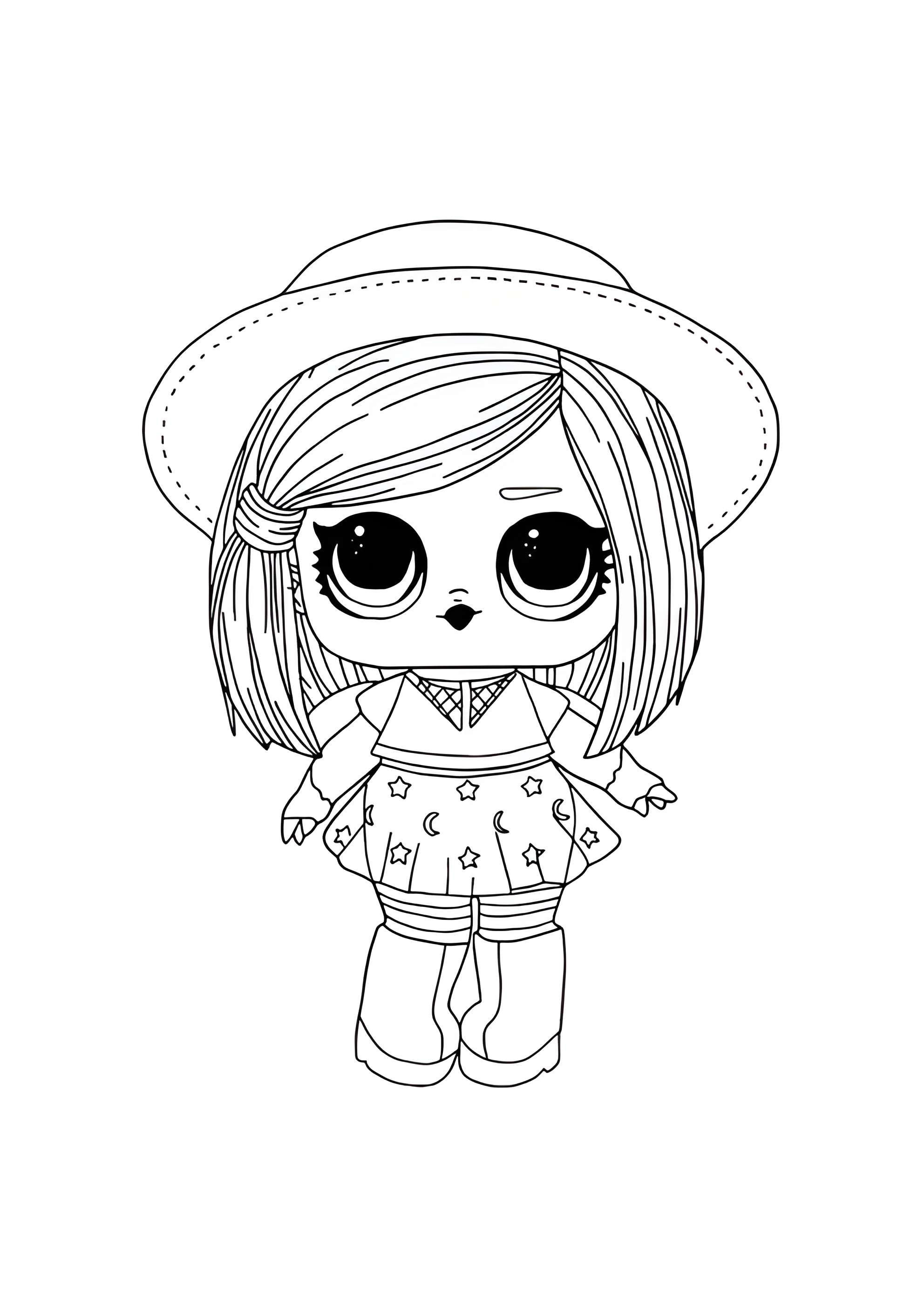 Раскраска ЛОЛ Ведьмочка с волосами