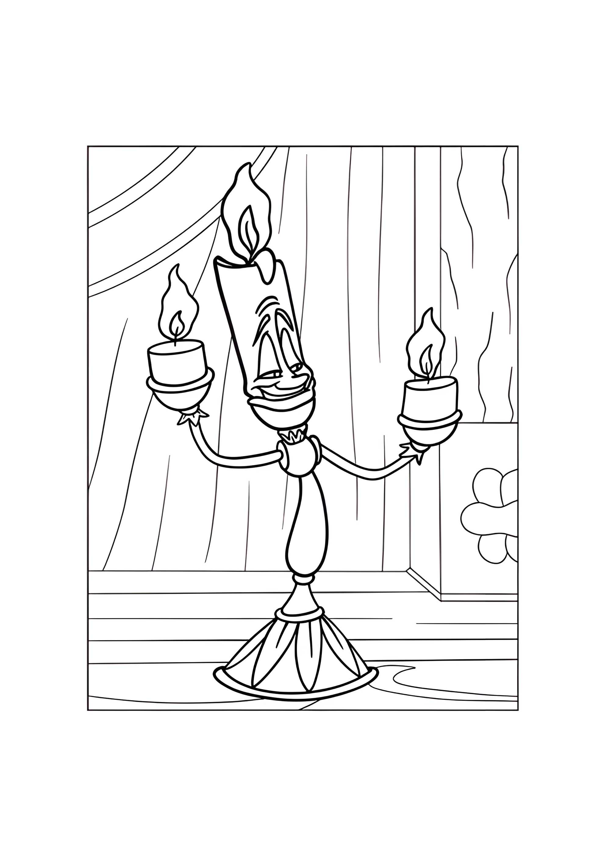 Раскраска Люмьер из Красавицы и Чудовища