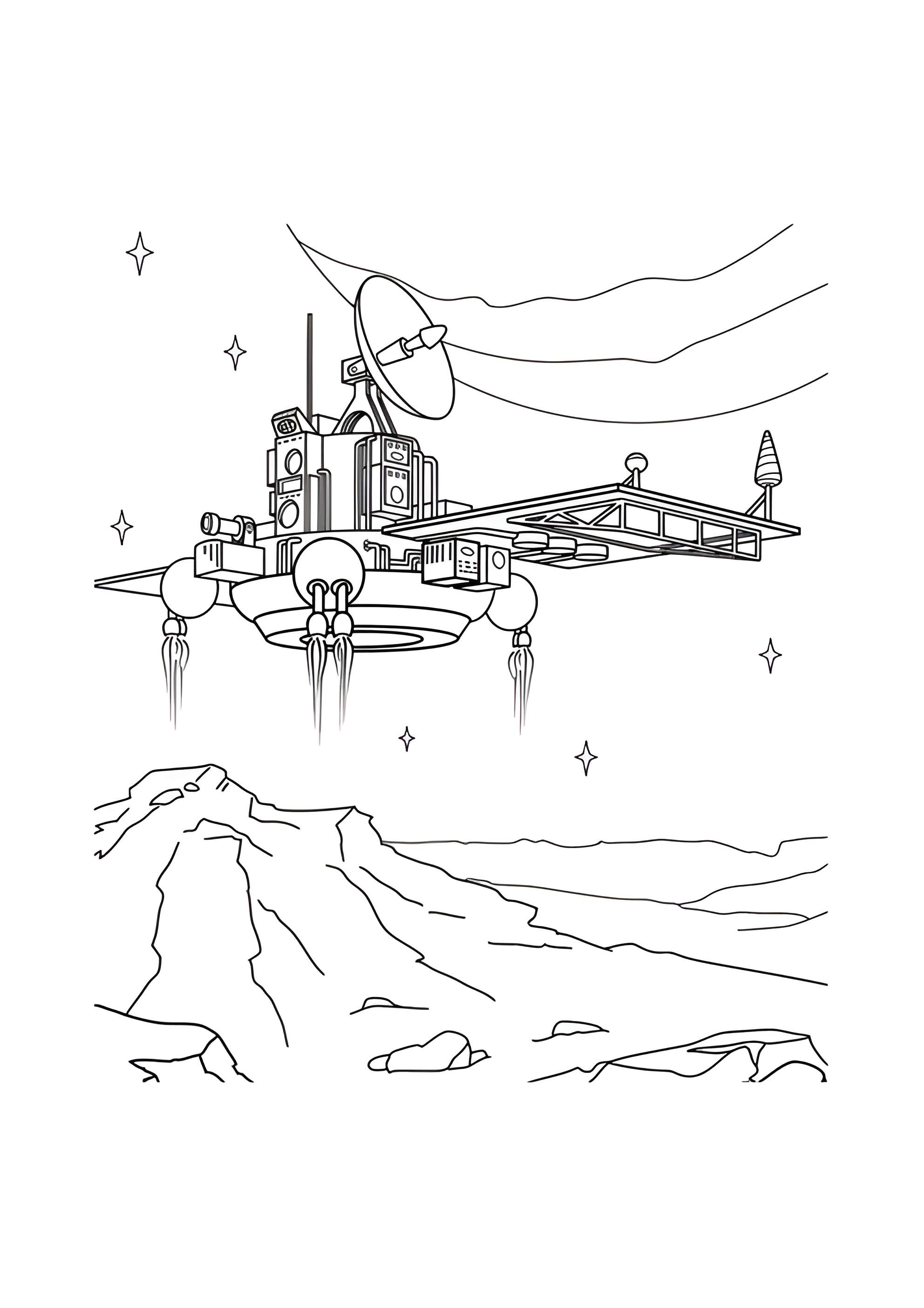 Раскраска Межпланетная станция Фобос на Марсе