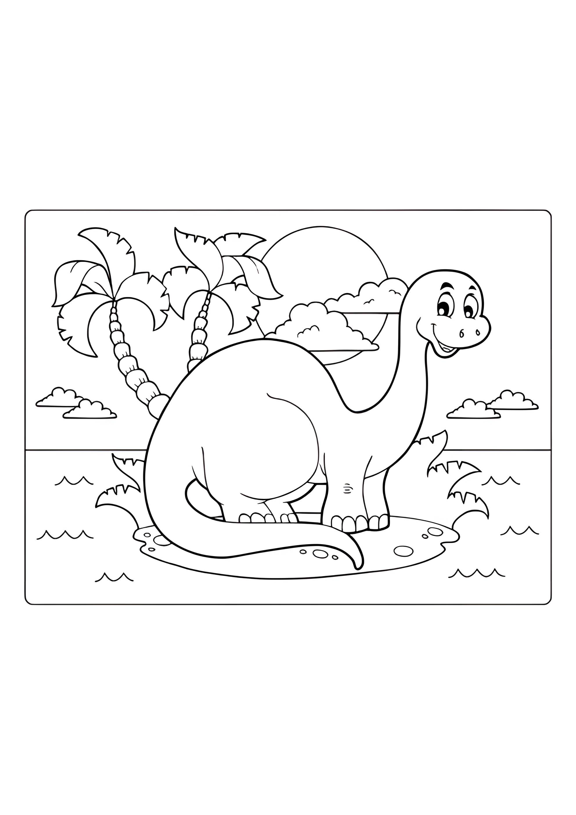 Раскраска Милый динозавр для малышей