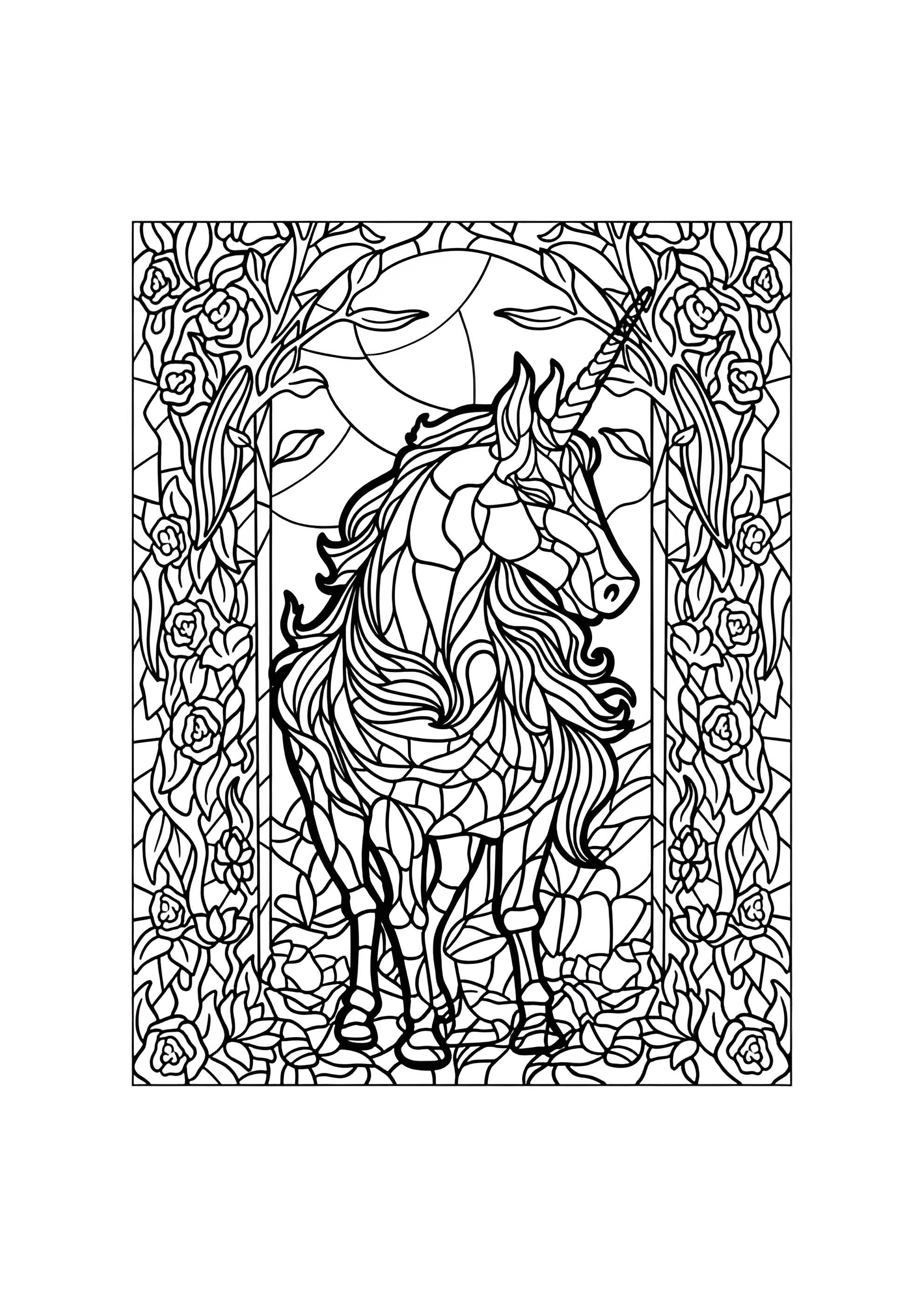 Раскраска Мозаика единорог