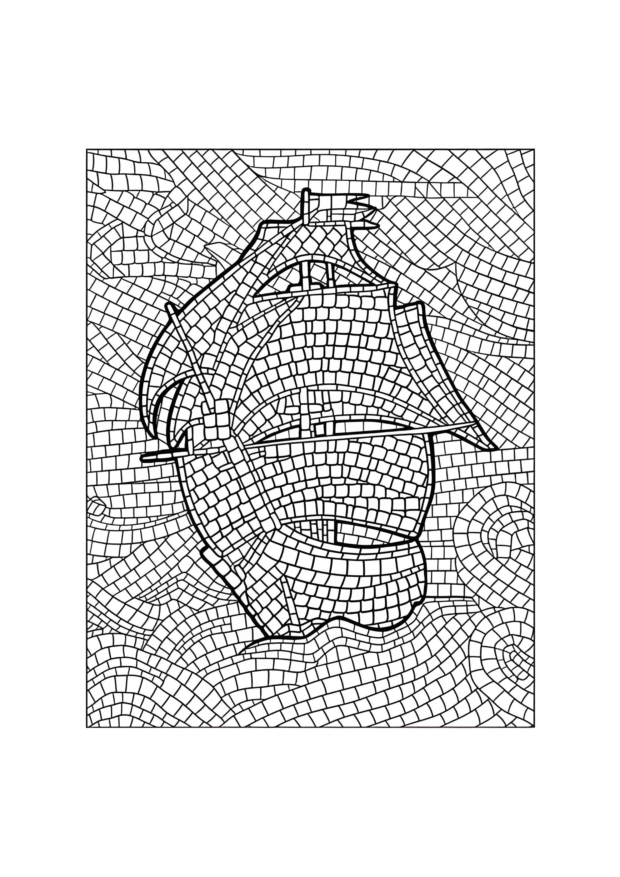 Раскраска Мозаика корабль