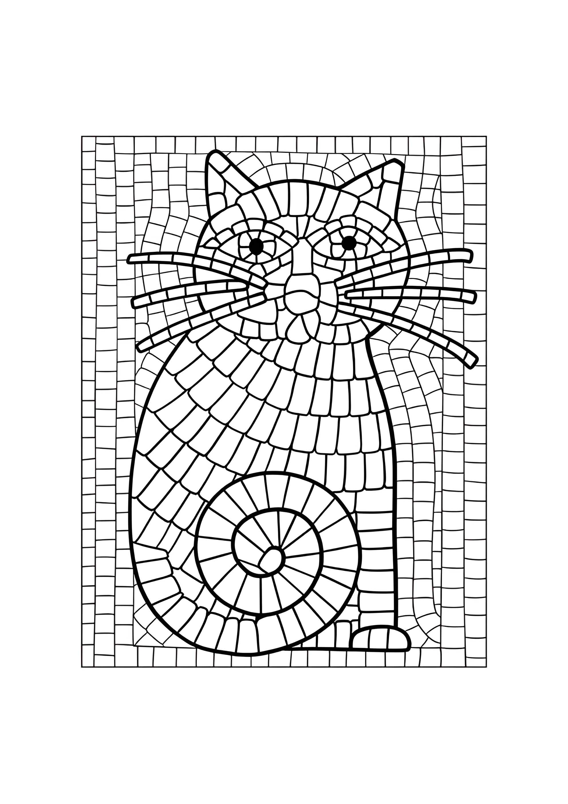 Раскраска Мозаика кот