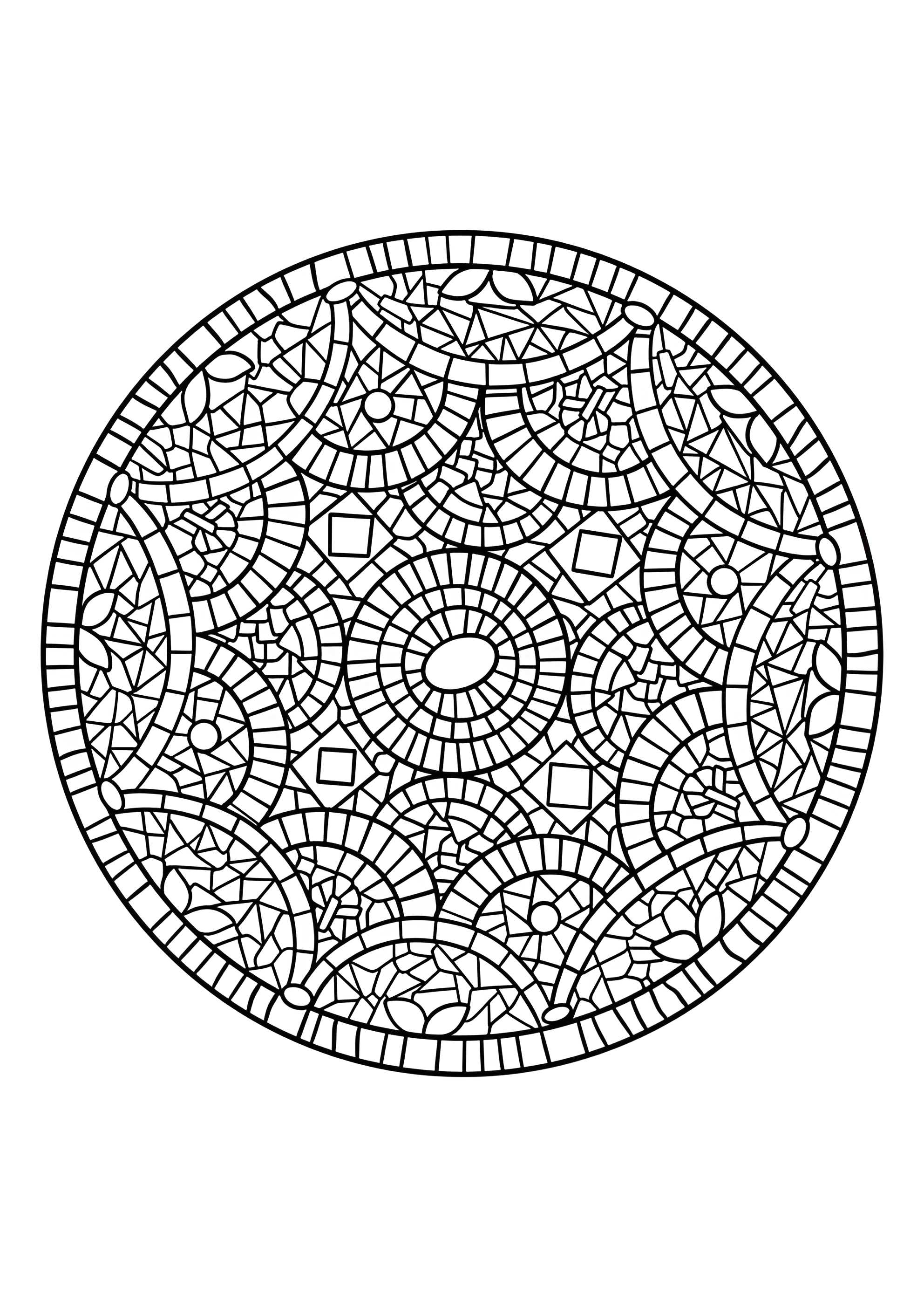 Раскраска Мозаика круговая мандала