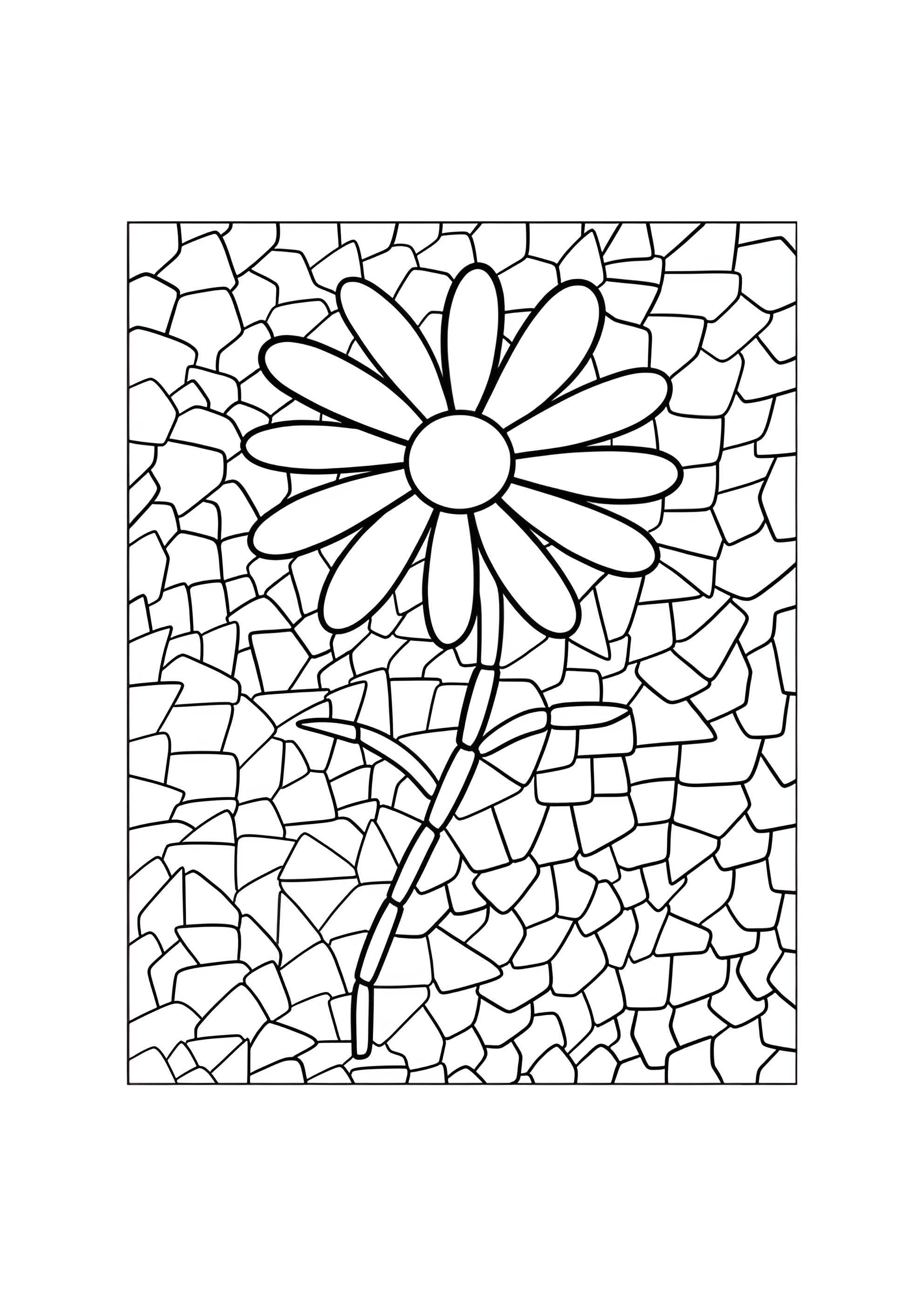 Раскраска Мозаика милый цветок