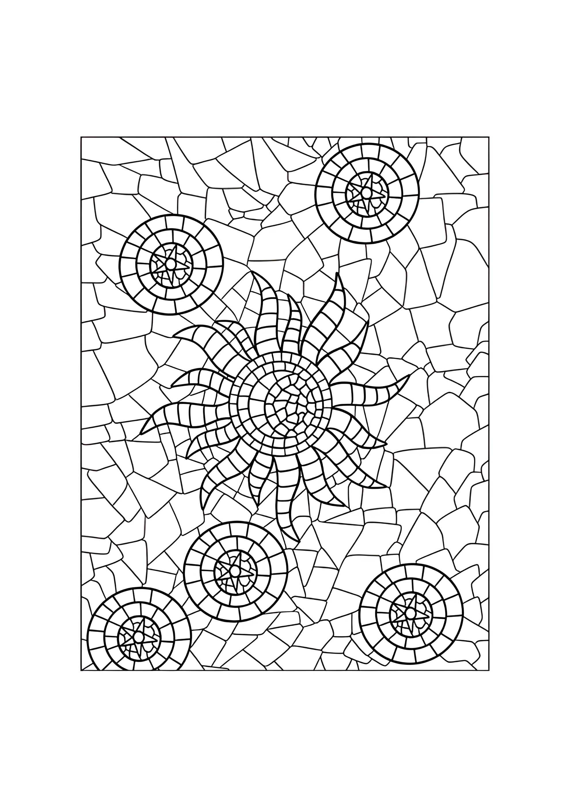 Раскраска Мозаика солнце, луна и звёзды