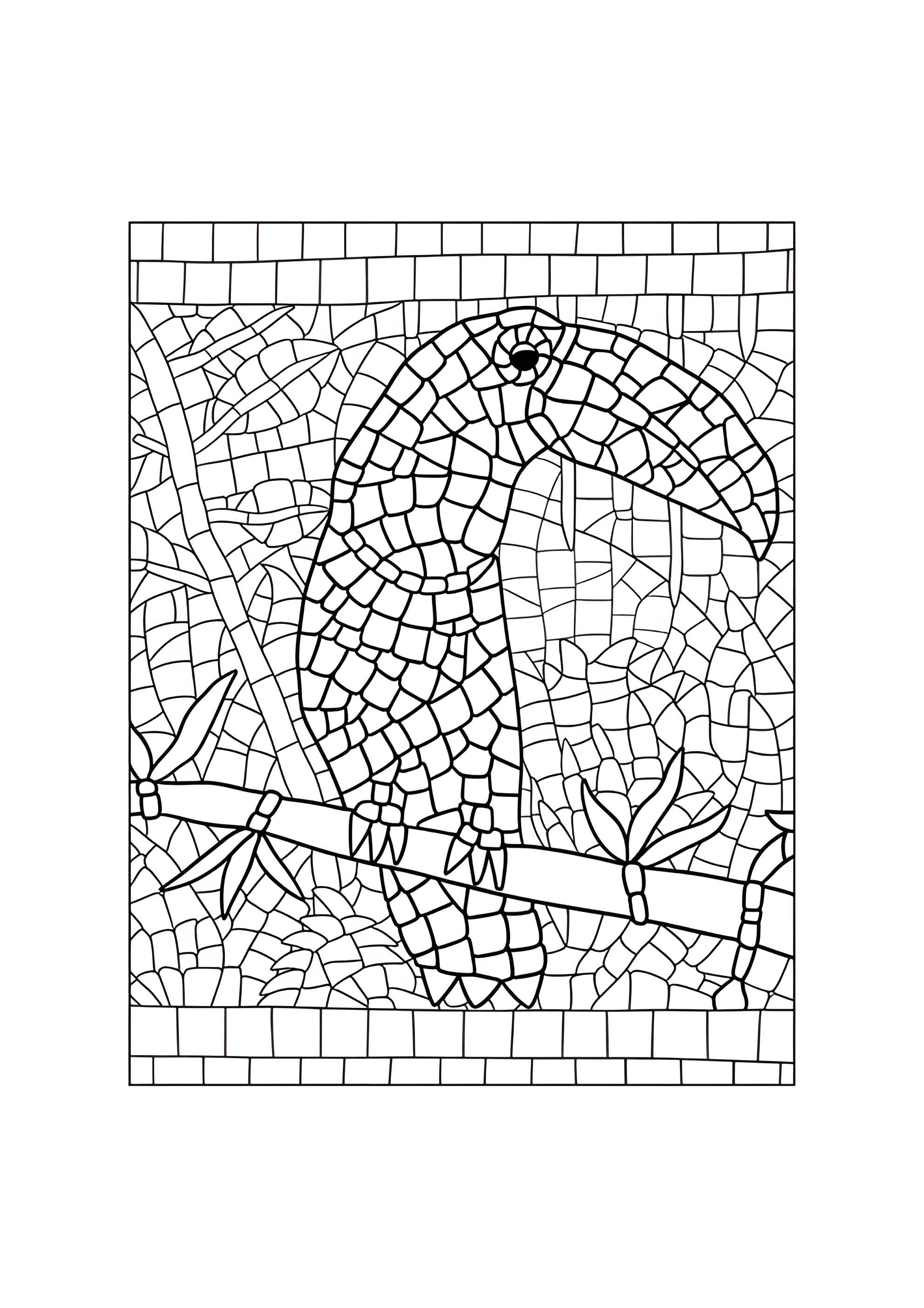 Раскраска Мозаика тукан