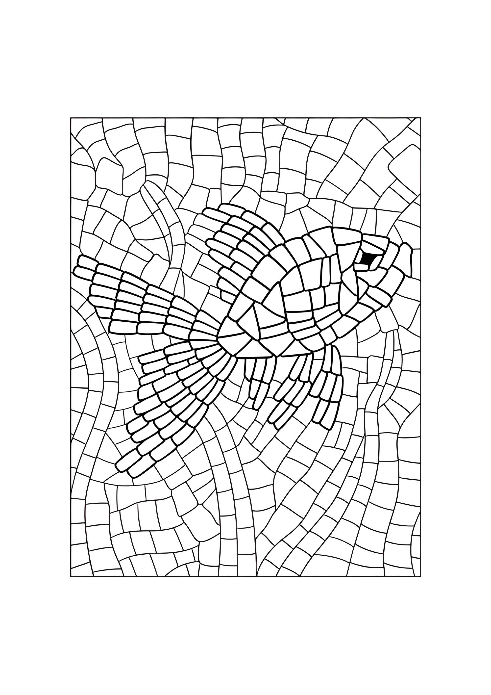 Раскраска Мозаика золотая рыбка
