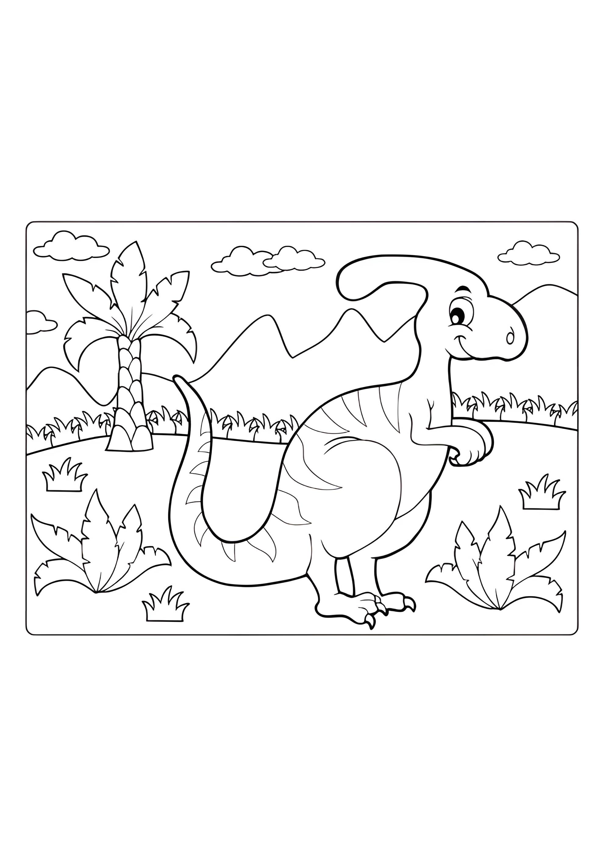 Раскраска Мультяшный Паразауролоф