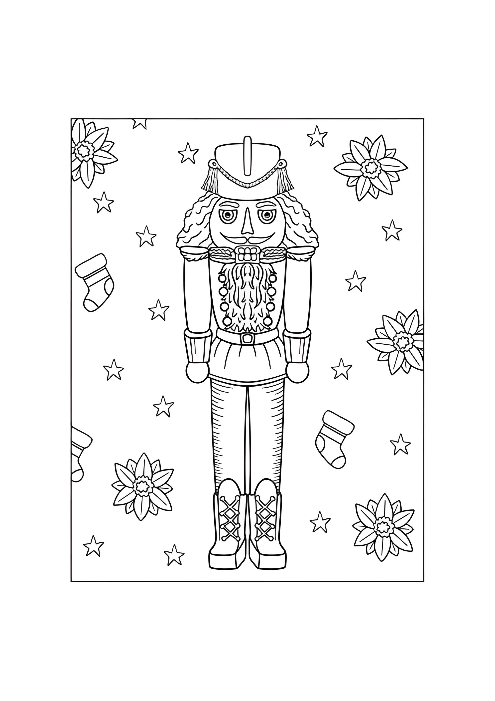 Раскраска Новогодний Щелкунчик