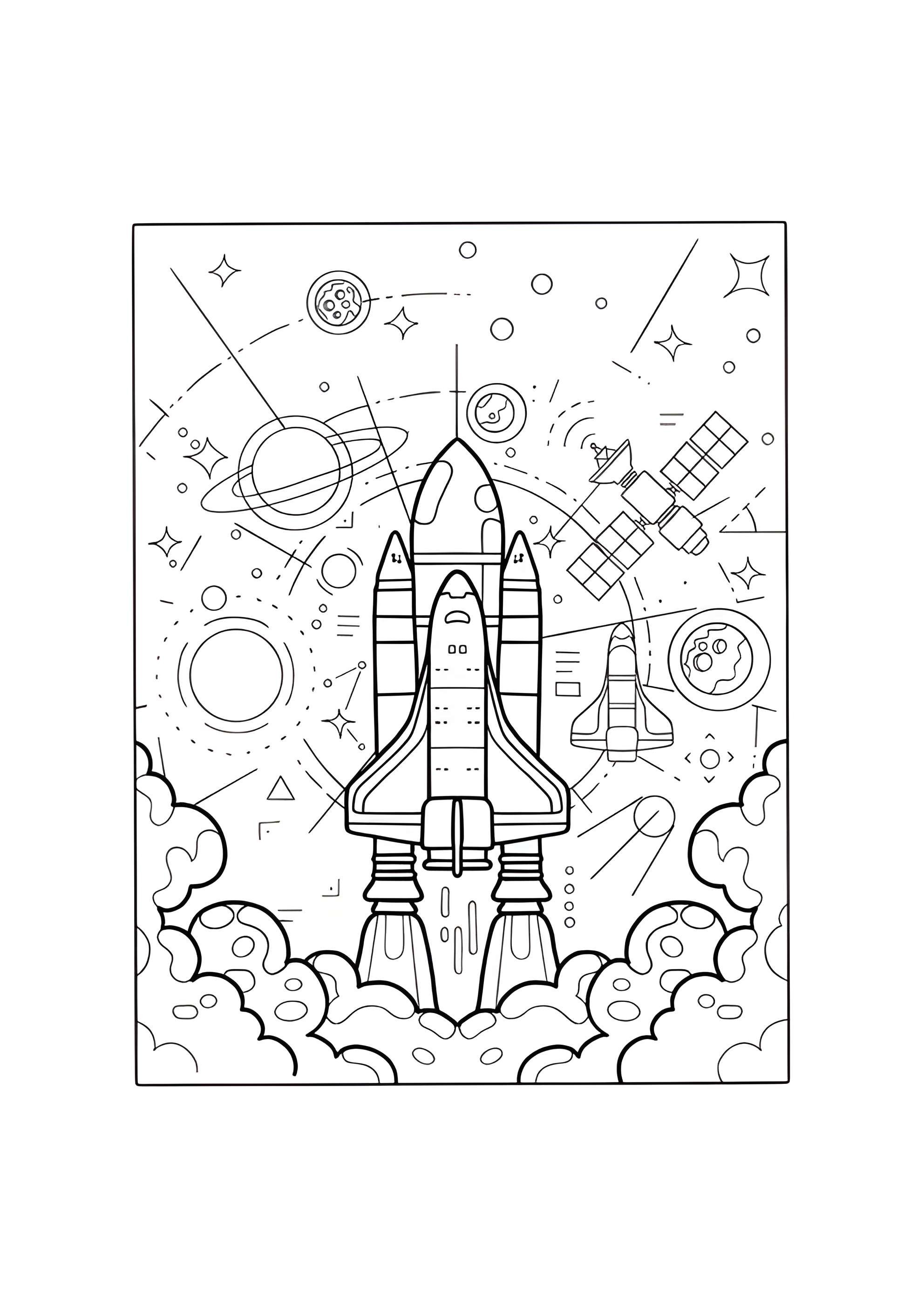 Раскраска Огромная ракета взлетает в космос