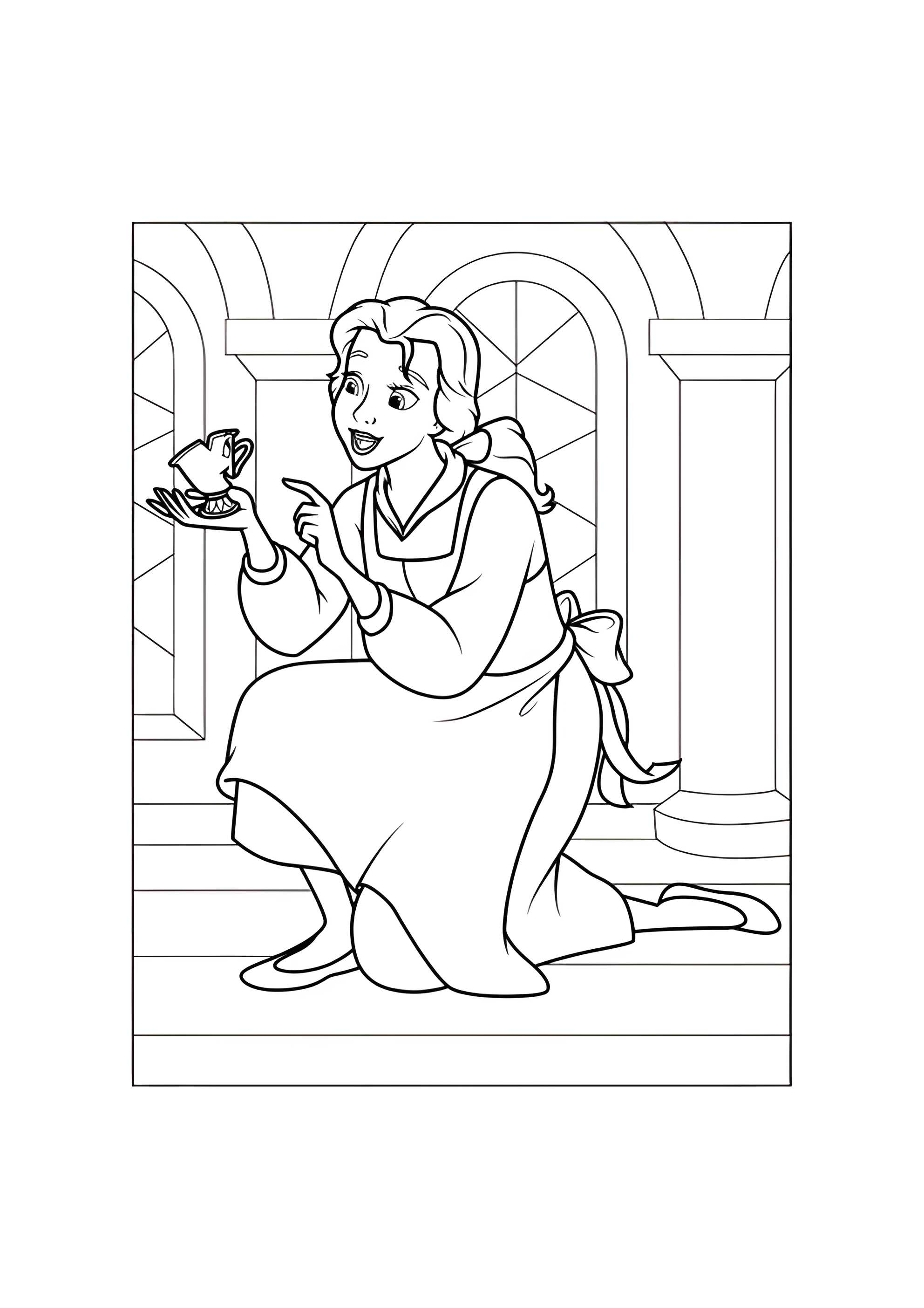 Раскраска Принцесса Белль и Чип