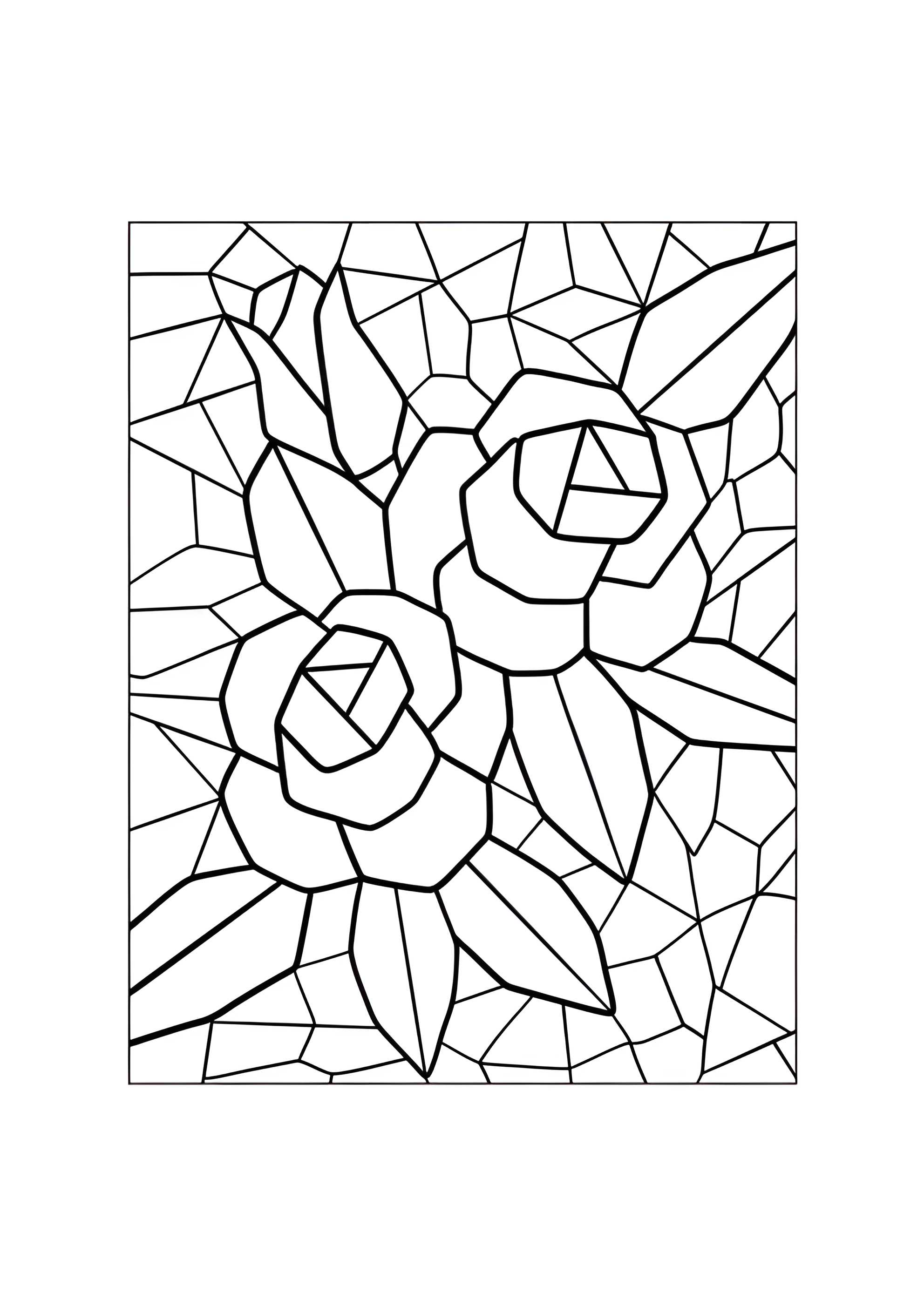 Раскраска Простая мозаика с розами