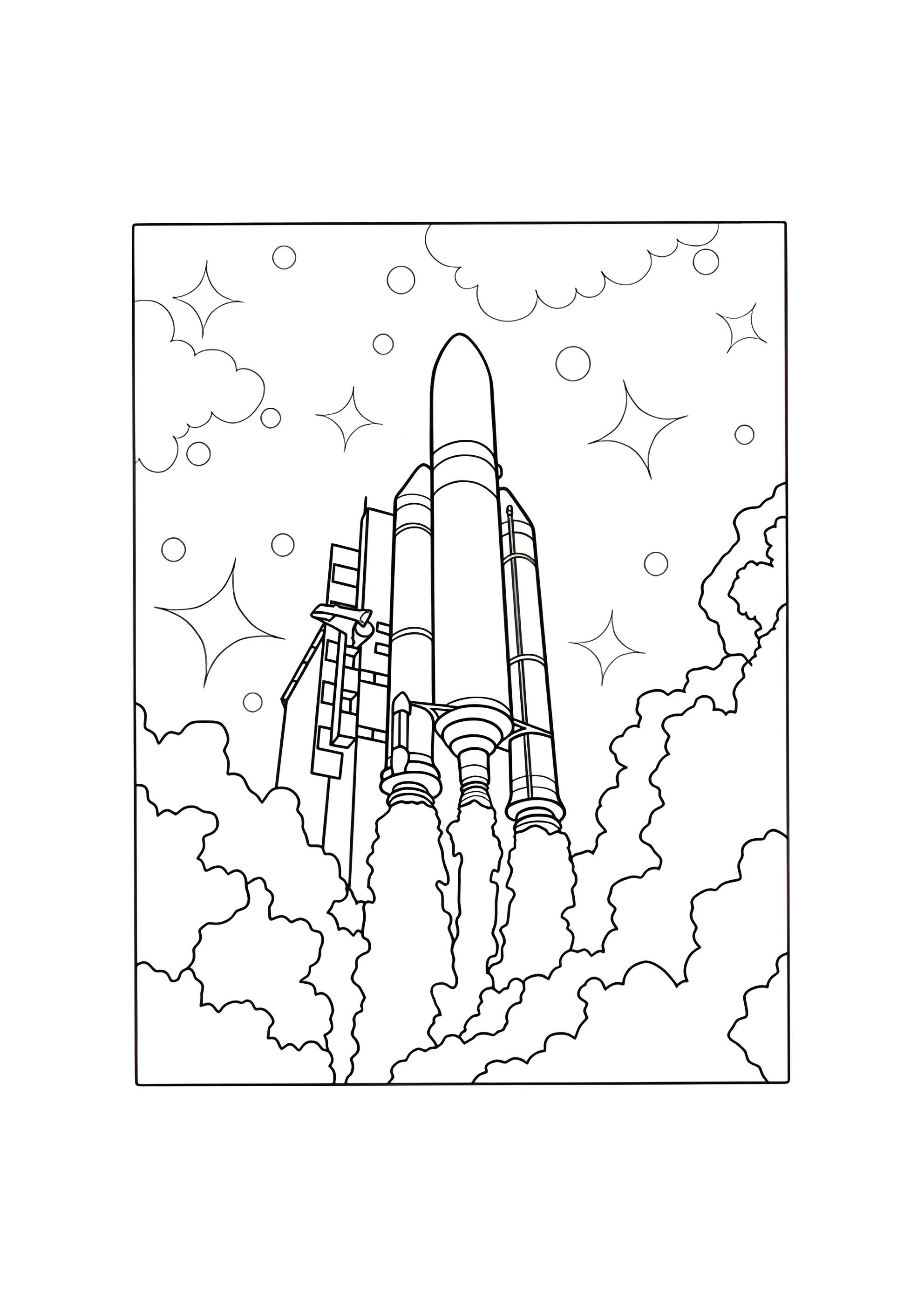 Раскраска Ракета Ариан-5 взлетает со стартовой площадки