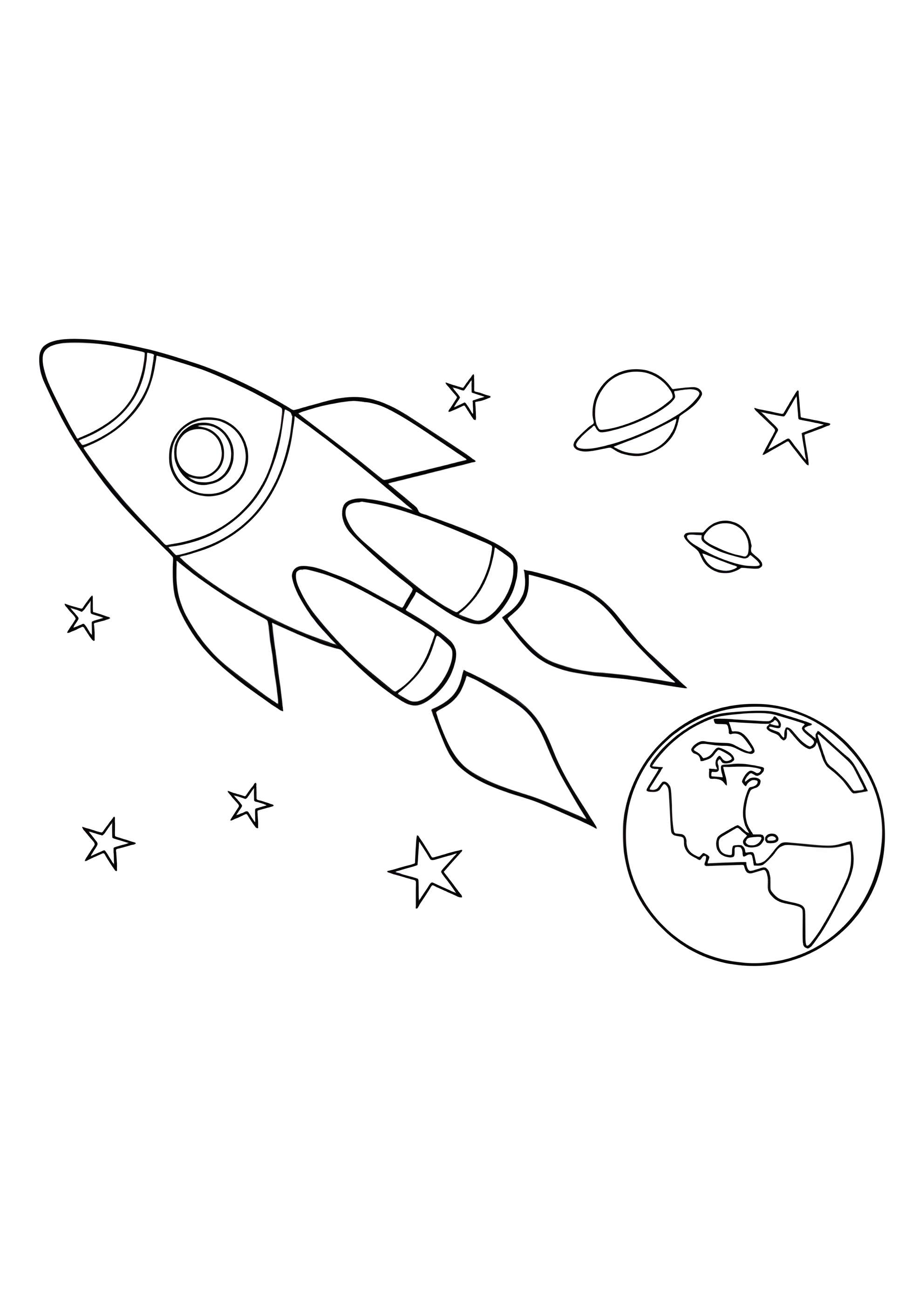 Раскраска Ракета летит с Земли