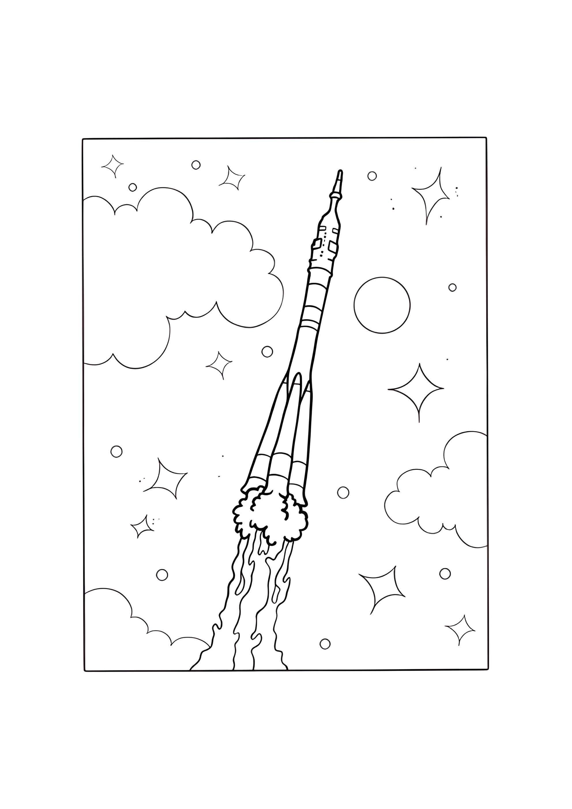 Раскраска Ракета Союз в космосе