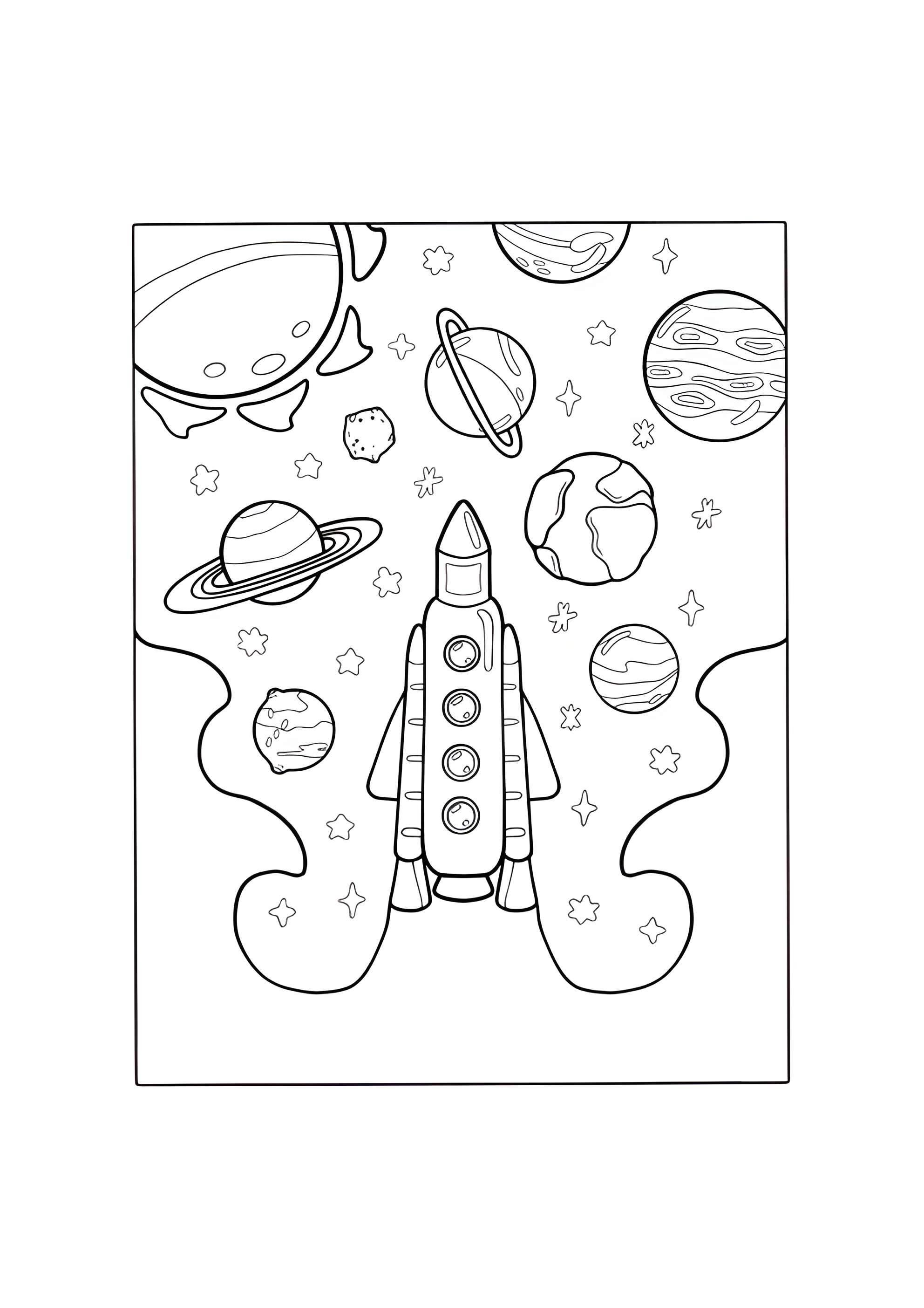 Раскраска Ракета влзетает в космос для детей