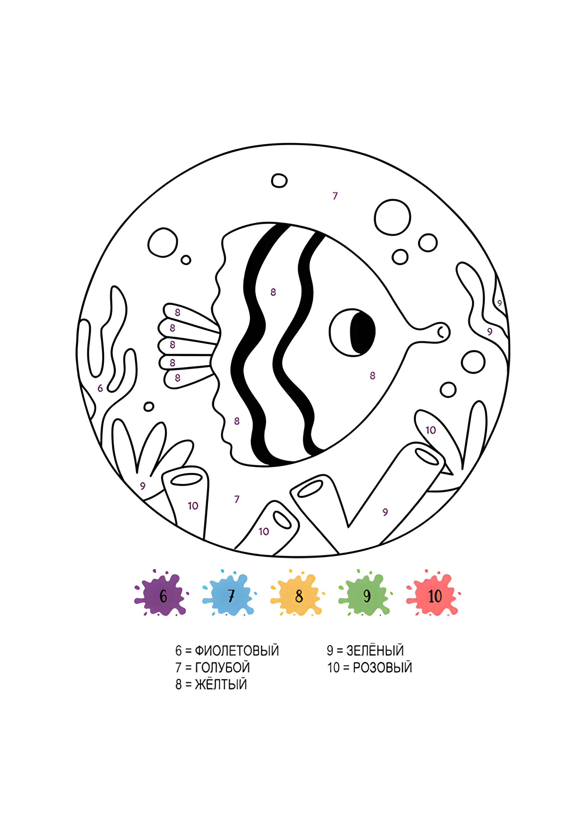 Раскраска Рыбка по номерам