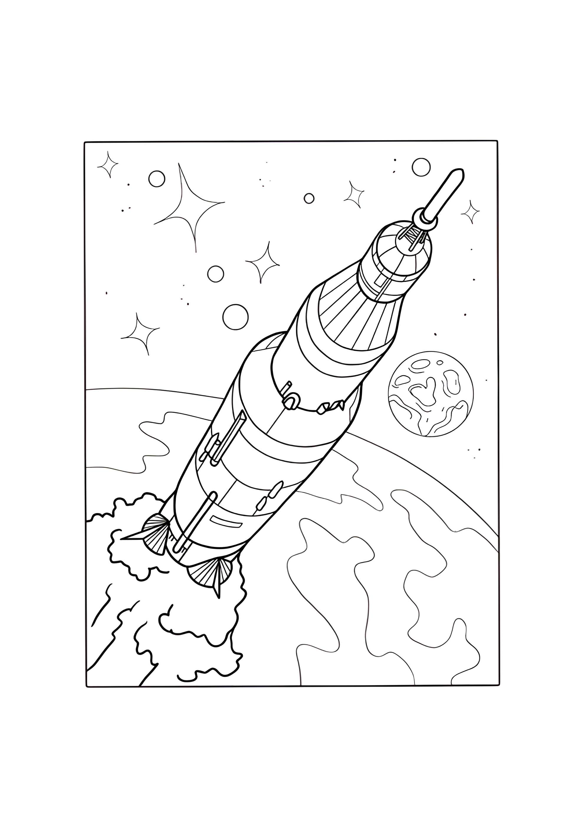 Раскраска Сатурн-5 - американская сверхтяжёлая ракета-носитель